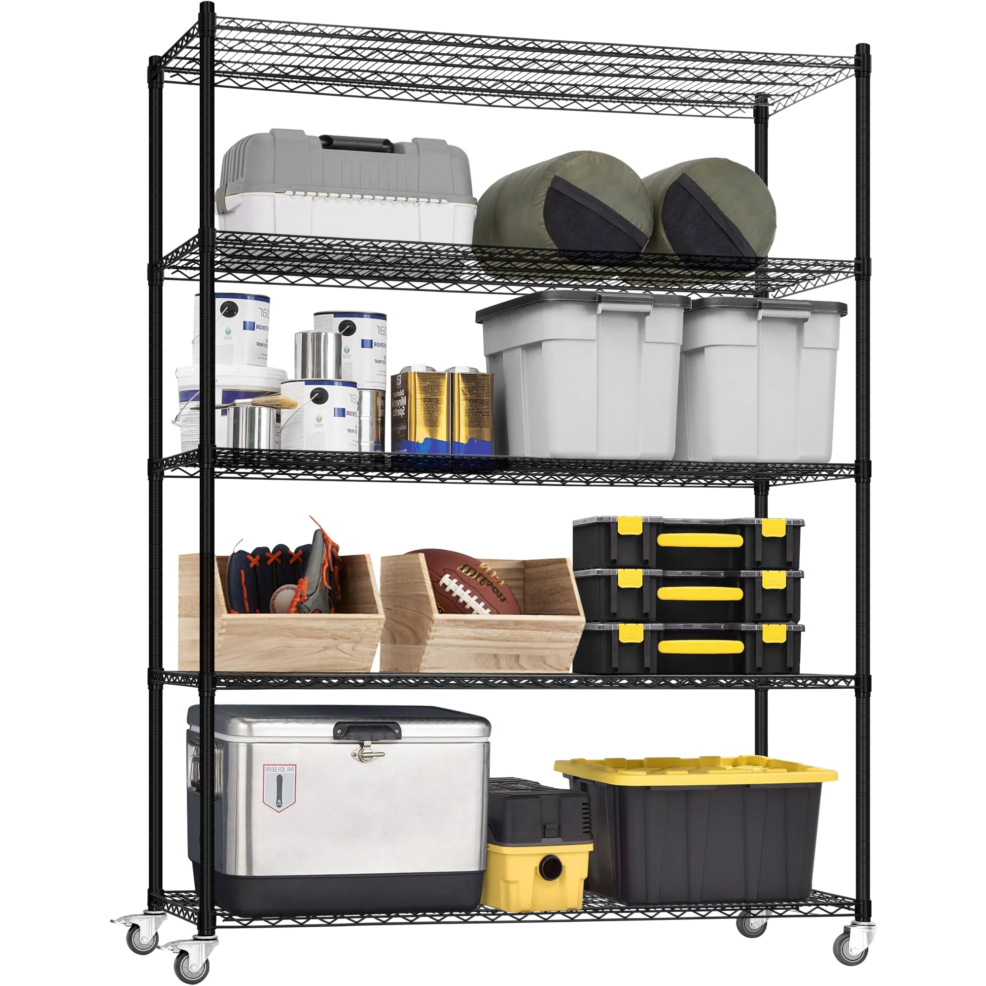 5-Tier Metal Wire Shelving Unit with Wheels