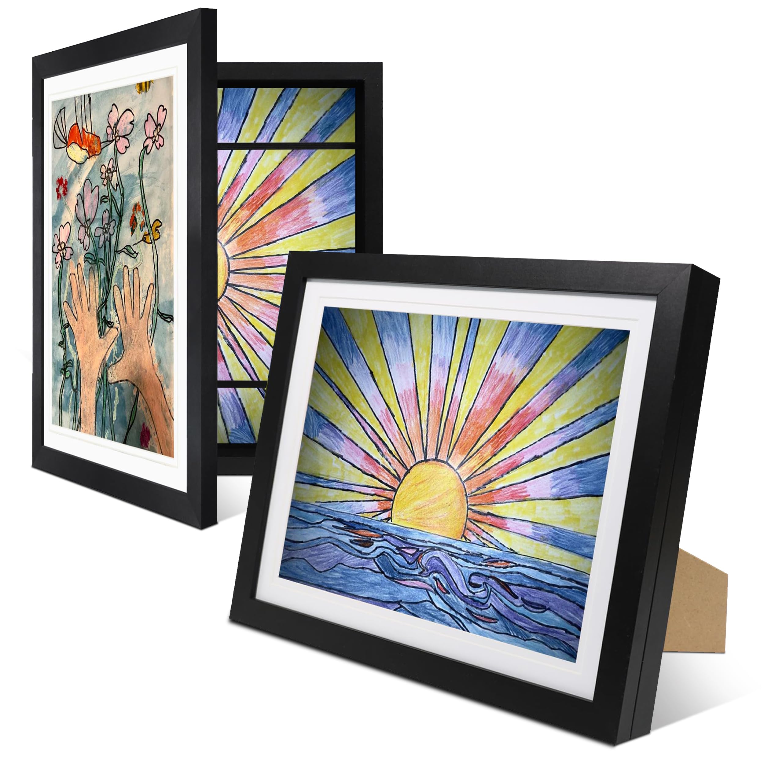 2-Pack Kids Artwork Frames Changeable 10x12.5 w Easels