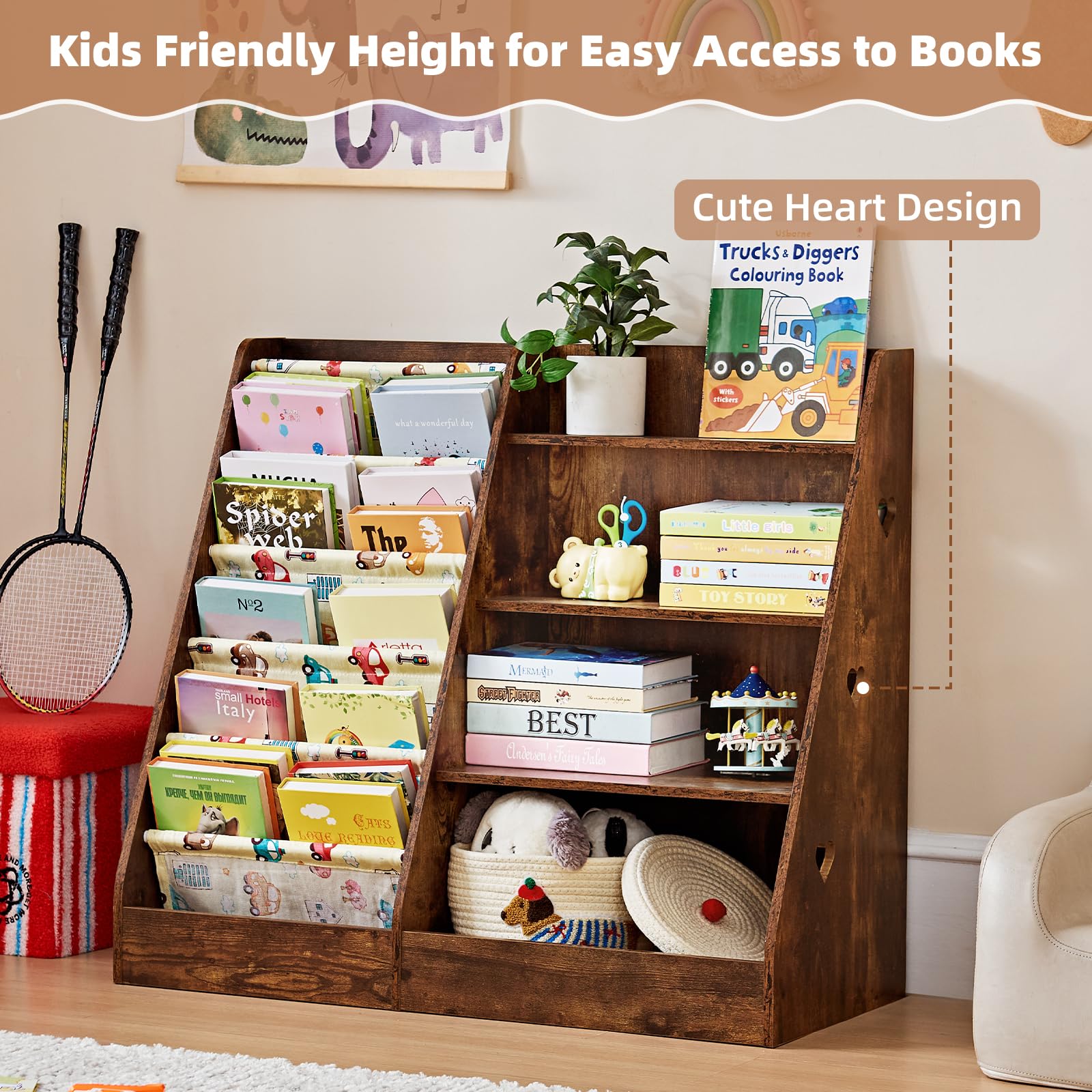 4 Tier Kids Bookshelf and Storage Organizer
