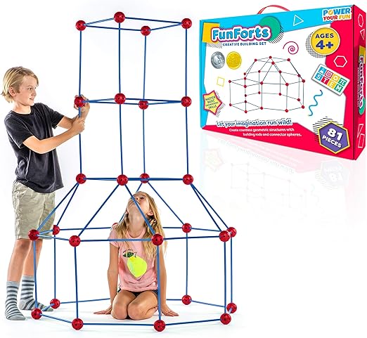 Forts Glow Fort Building Kit for Kids - 81 Pack Glow in The Dark STEM Building