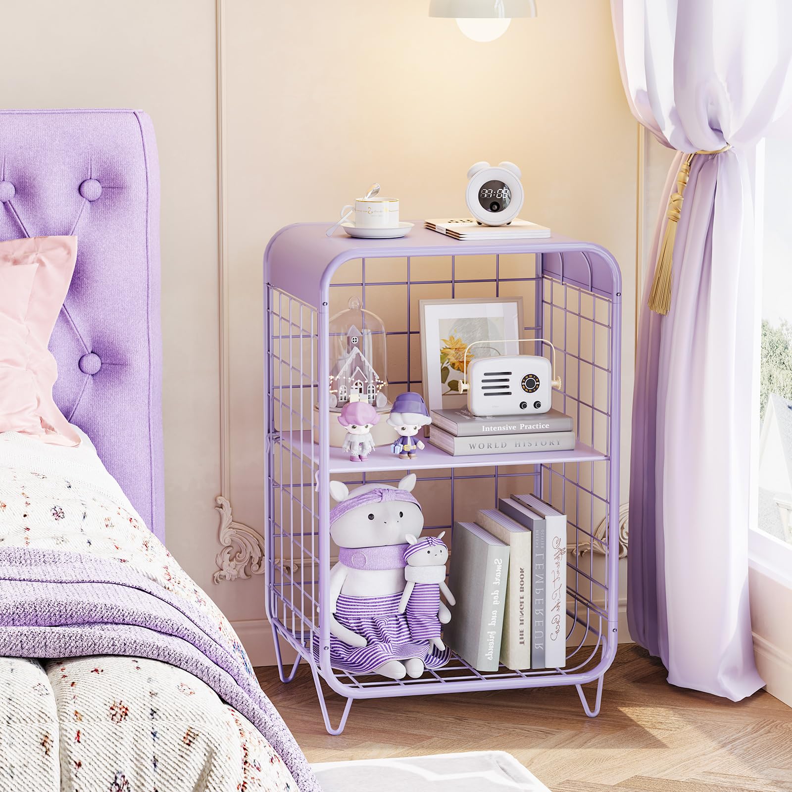 3-Tier Metal Side Table with Storage