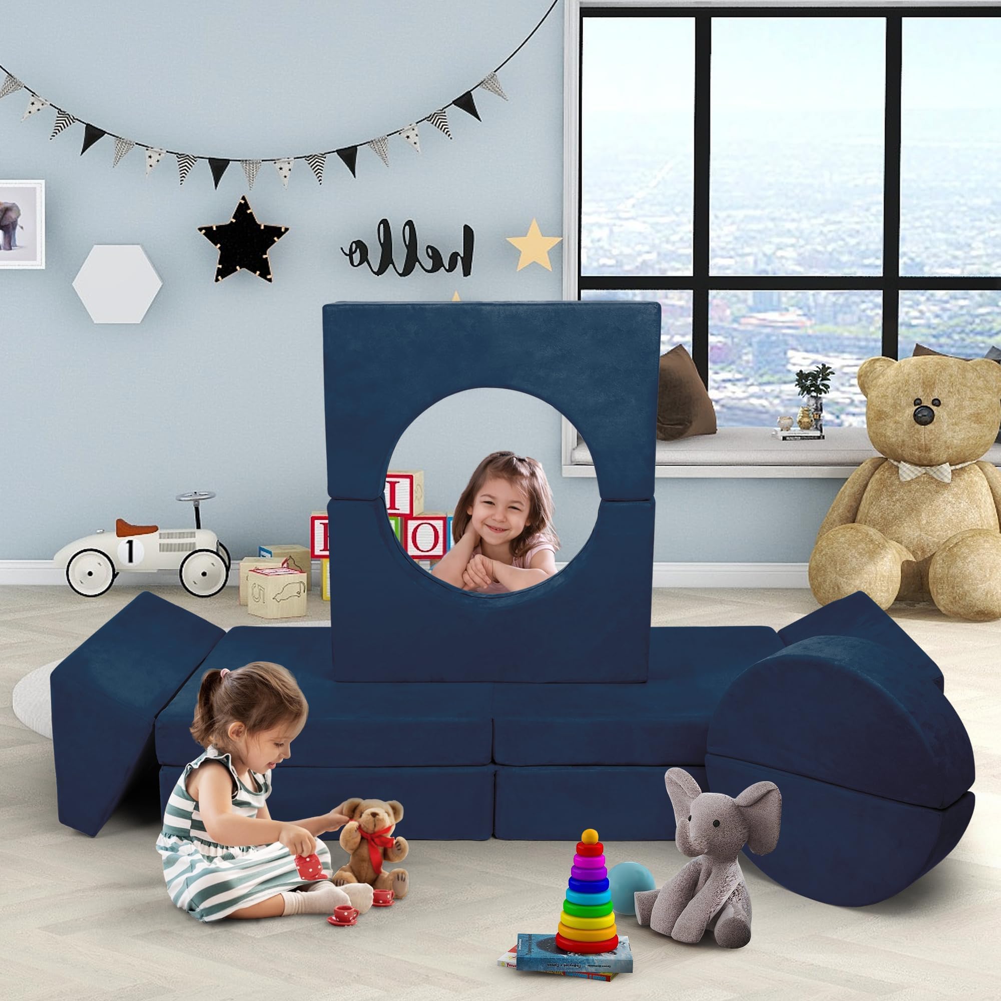 Modular Kids Play Couch 10-Piece Sectional Sofa Set