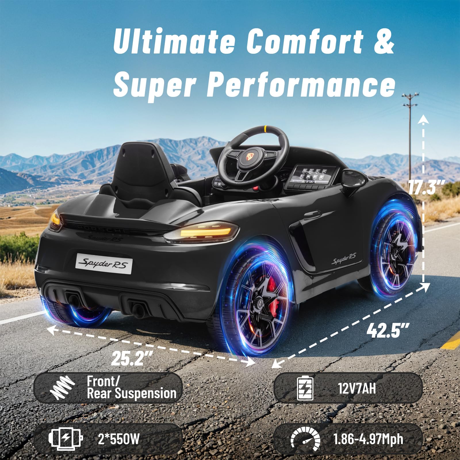 12V Porsche 718 Ride-On Car with Remote Control
