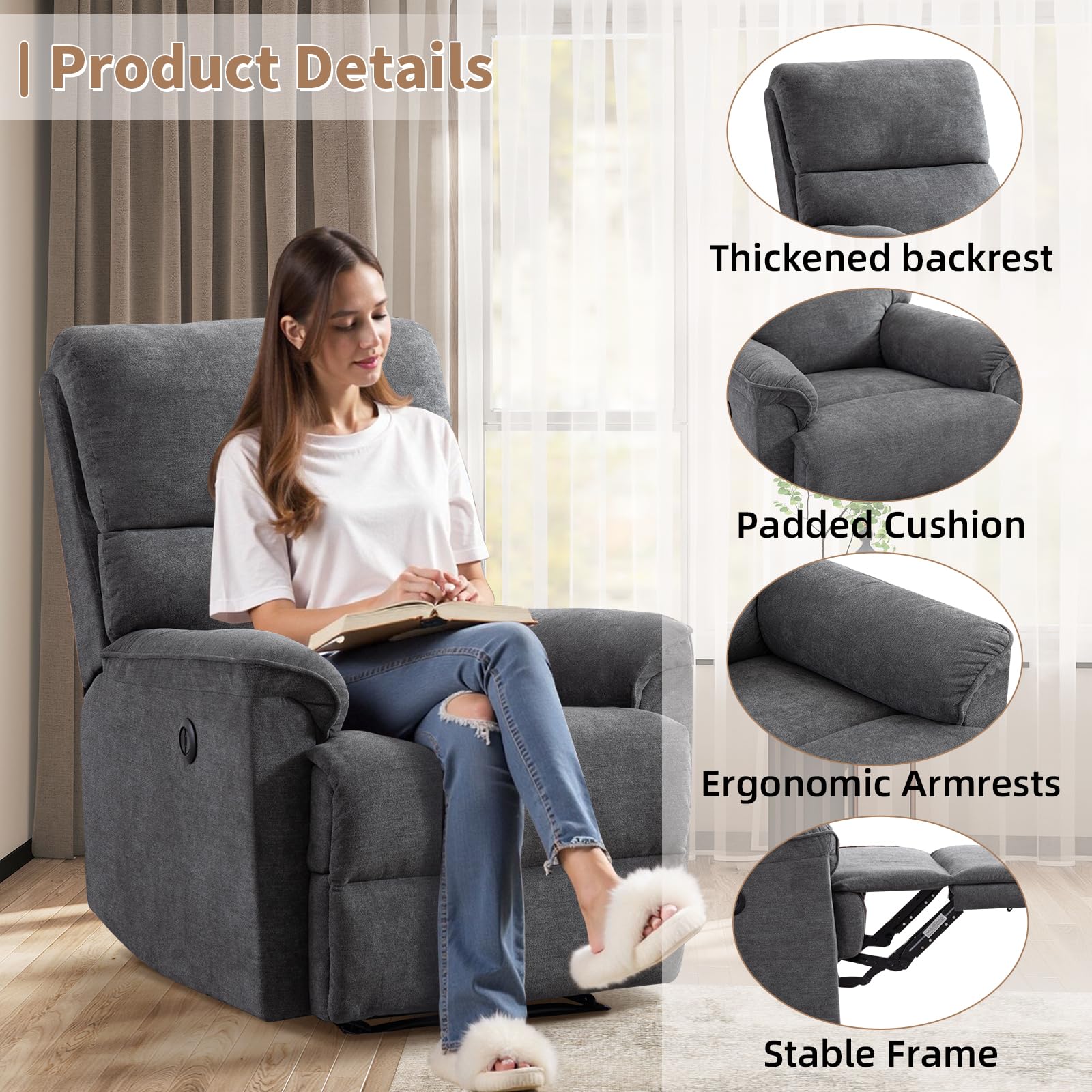 Power Recliner Chair with USB Port