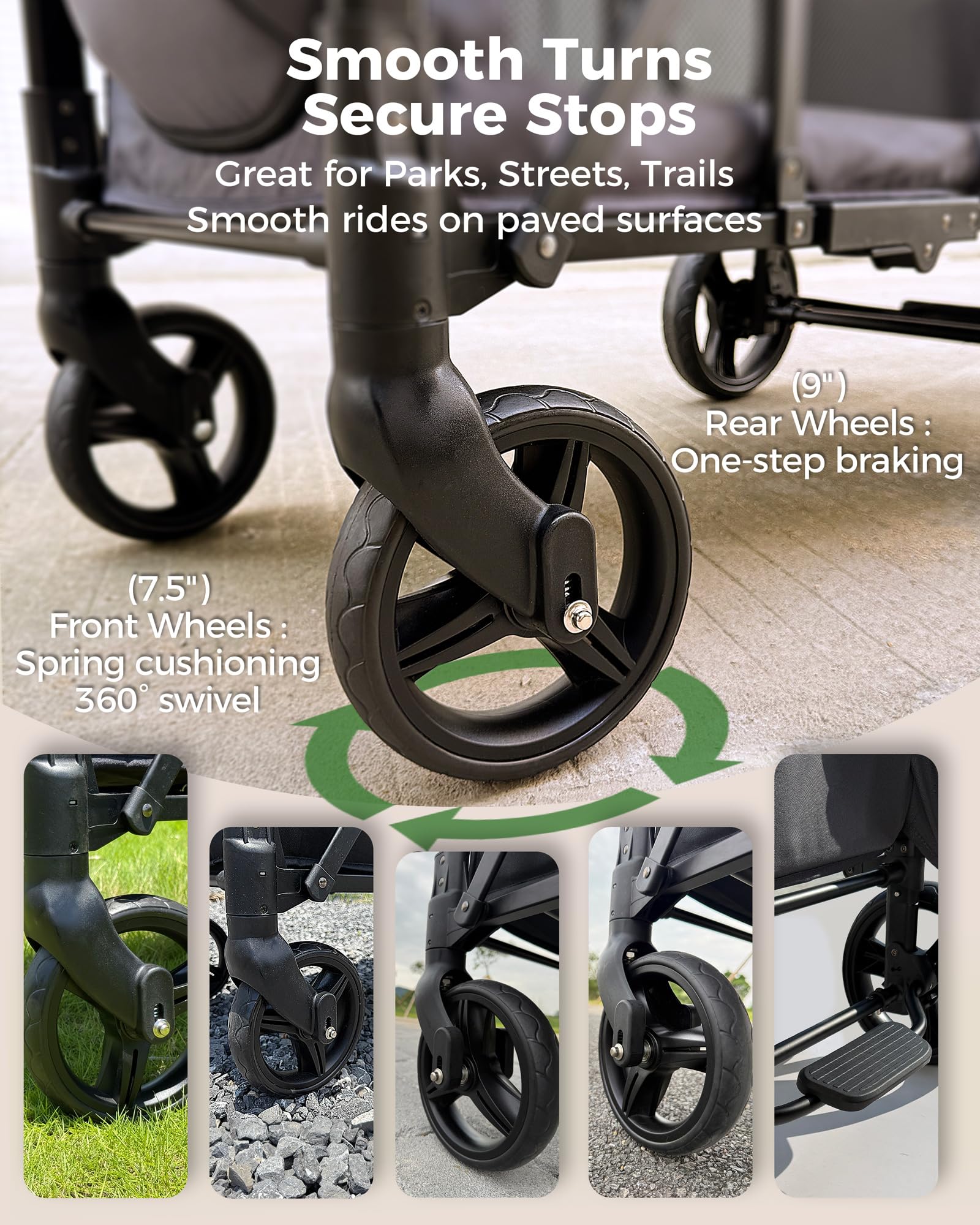 Double Wagon Stroller for 2 Kids with Canopy