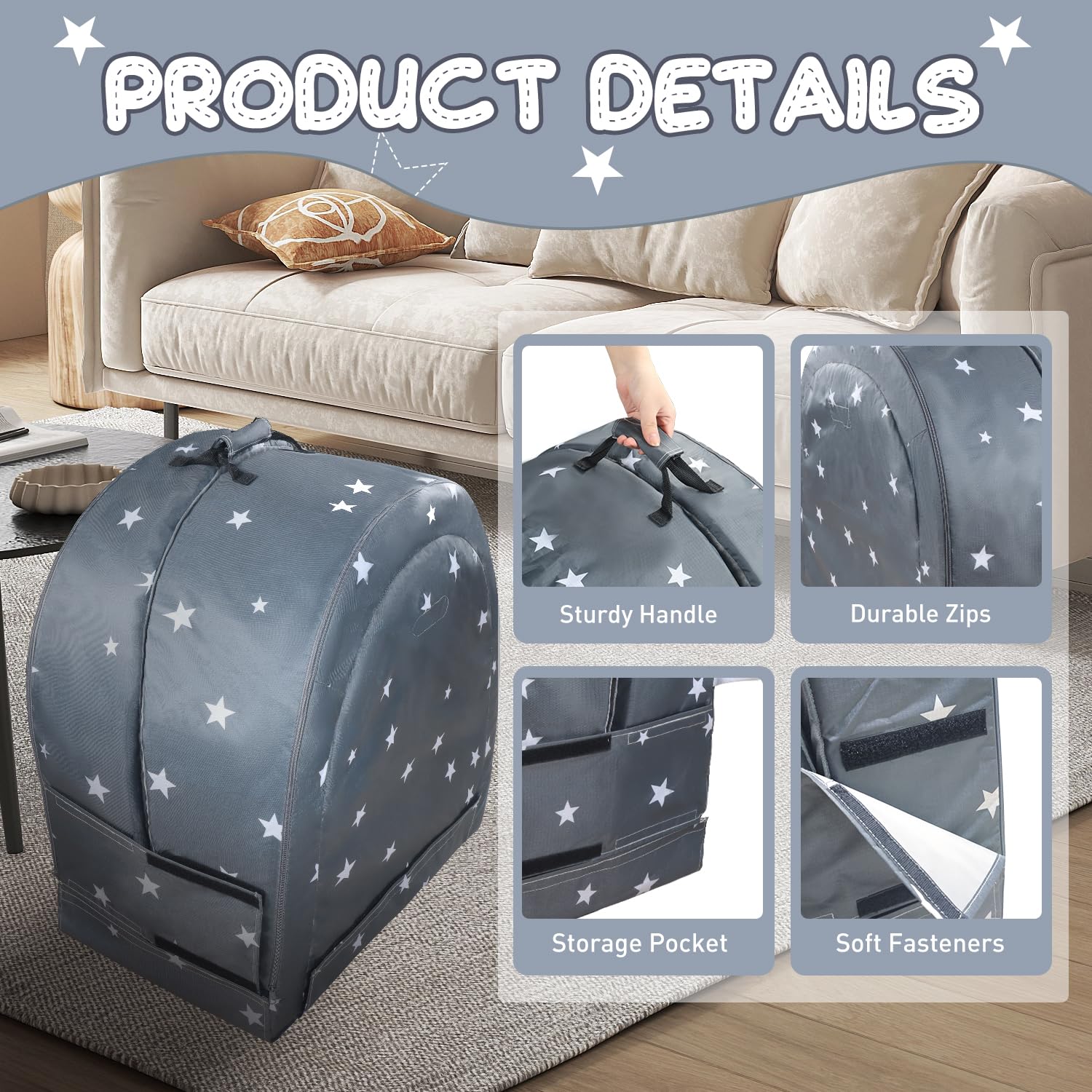 Portable Foldable Toddler Travel Bed with Storage