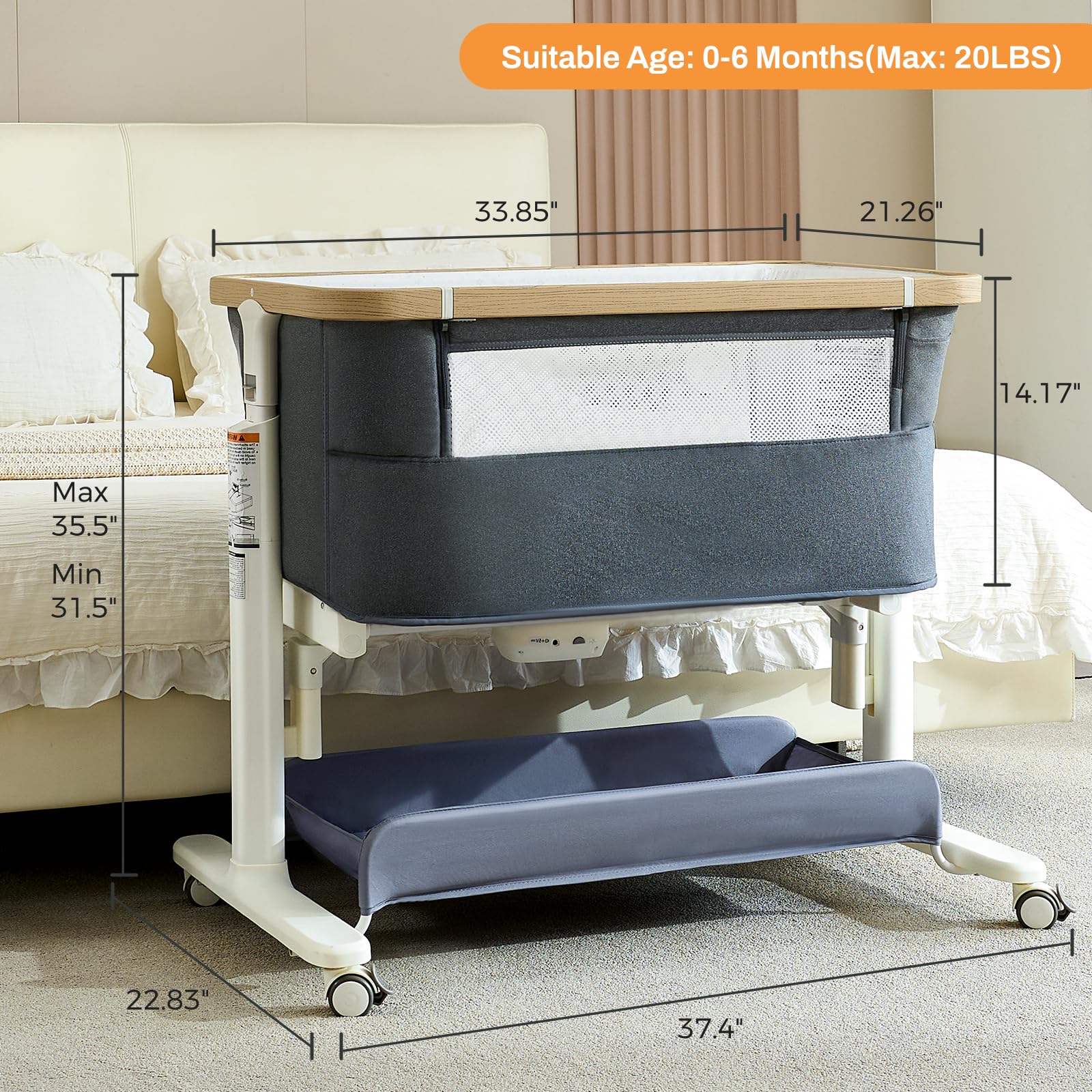 Electric Baby Bassinet with Rocking Motion and Mosquito Net