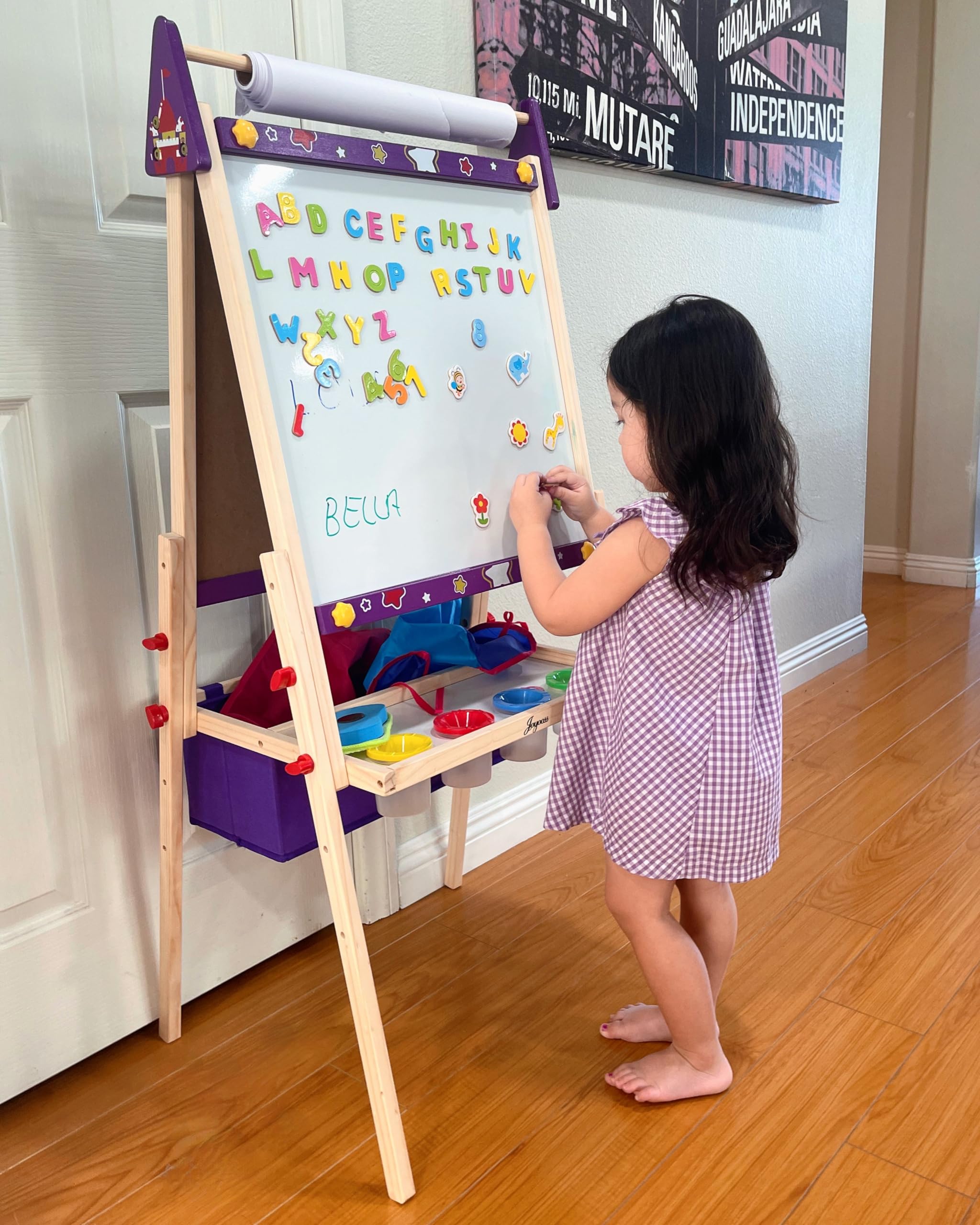 Art Easel for Kids Easel for Toddlers,Adjustable Standing Wooden Toddler Easels Kid