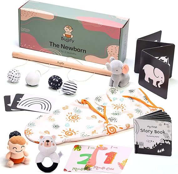 Montessori Toy Set 3-4 Month Infant Toys - Tummy Time Activity Mirror
