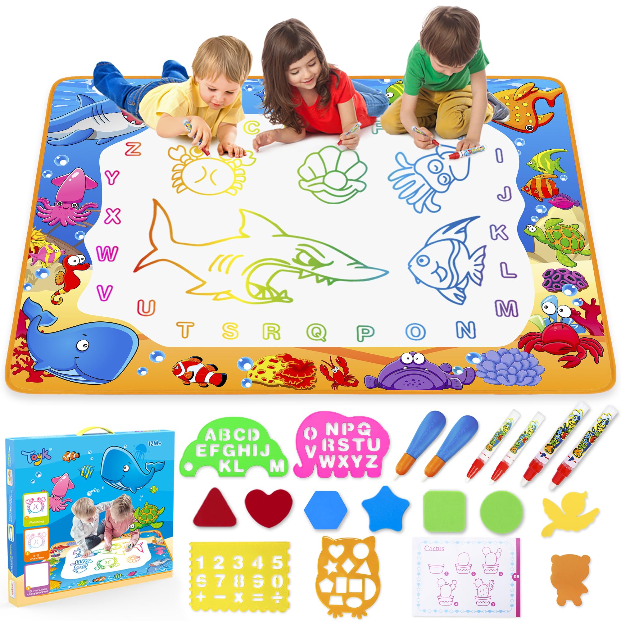 Water Doodle Mat - Kids Painting Writing Color Doodle Drawing Mat Toy Bring Magic