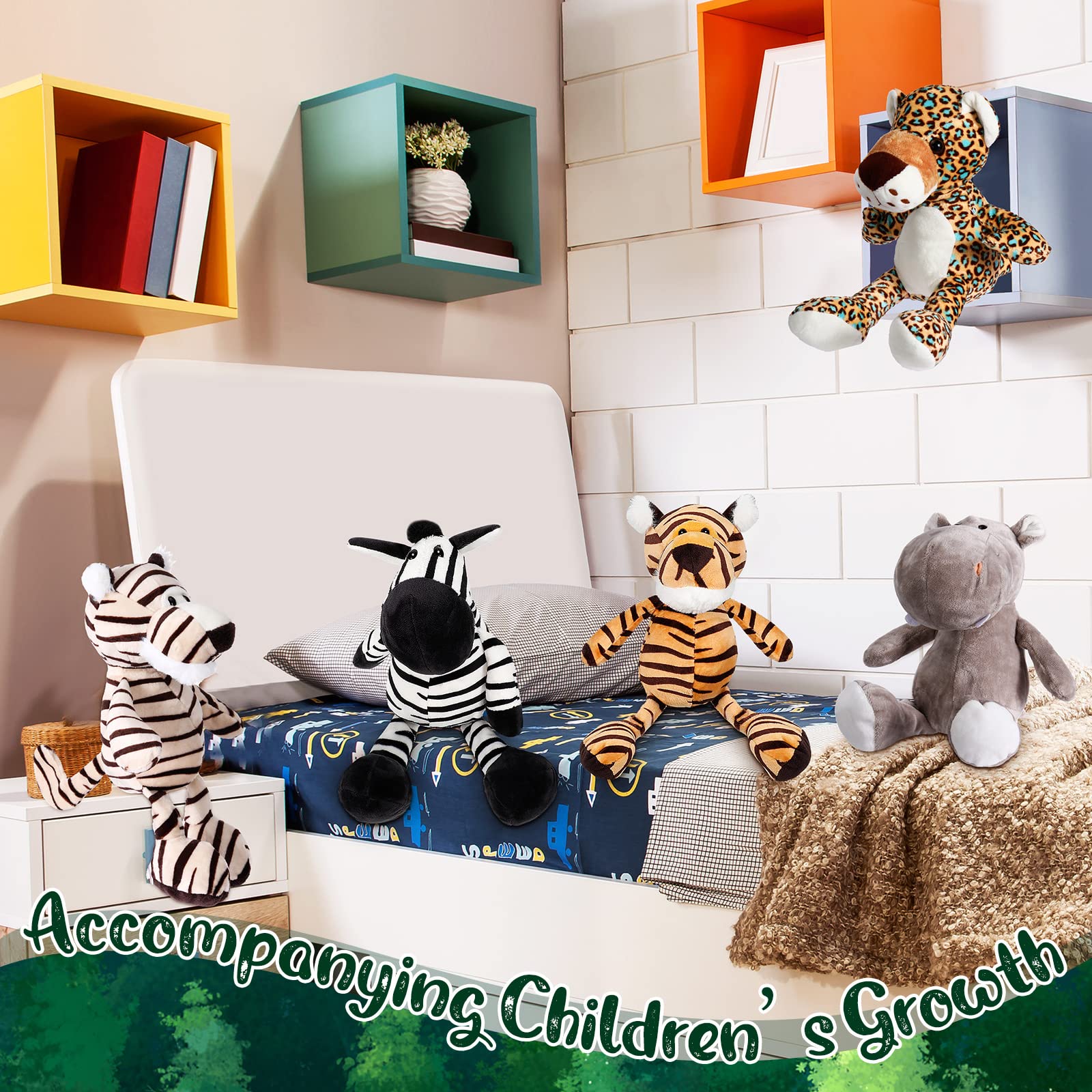 30 Pcs Safari Forest Stuffed Animals Plush Jungle Themed Animals Toys Gift Elephant