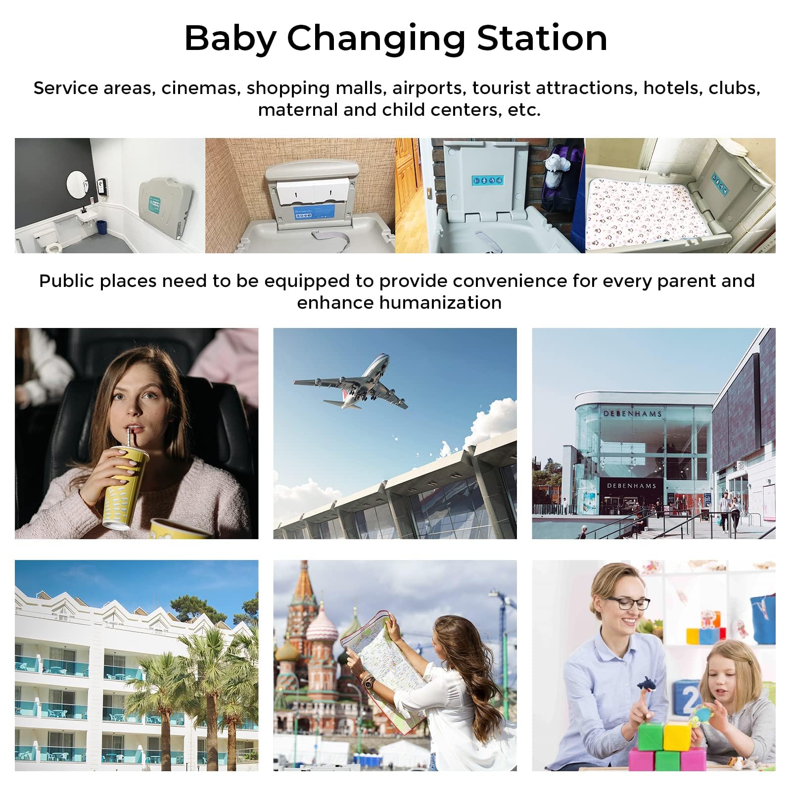 Wall Mounted Baby Changing Station Fold Down Diaper Changing Table