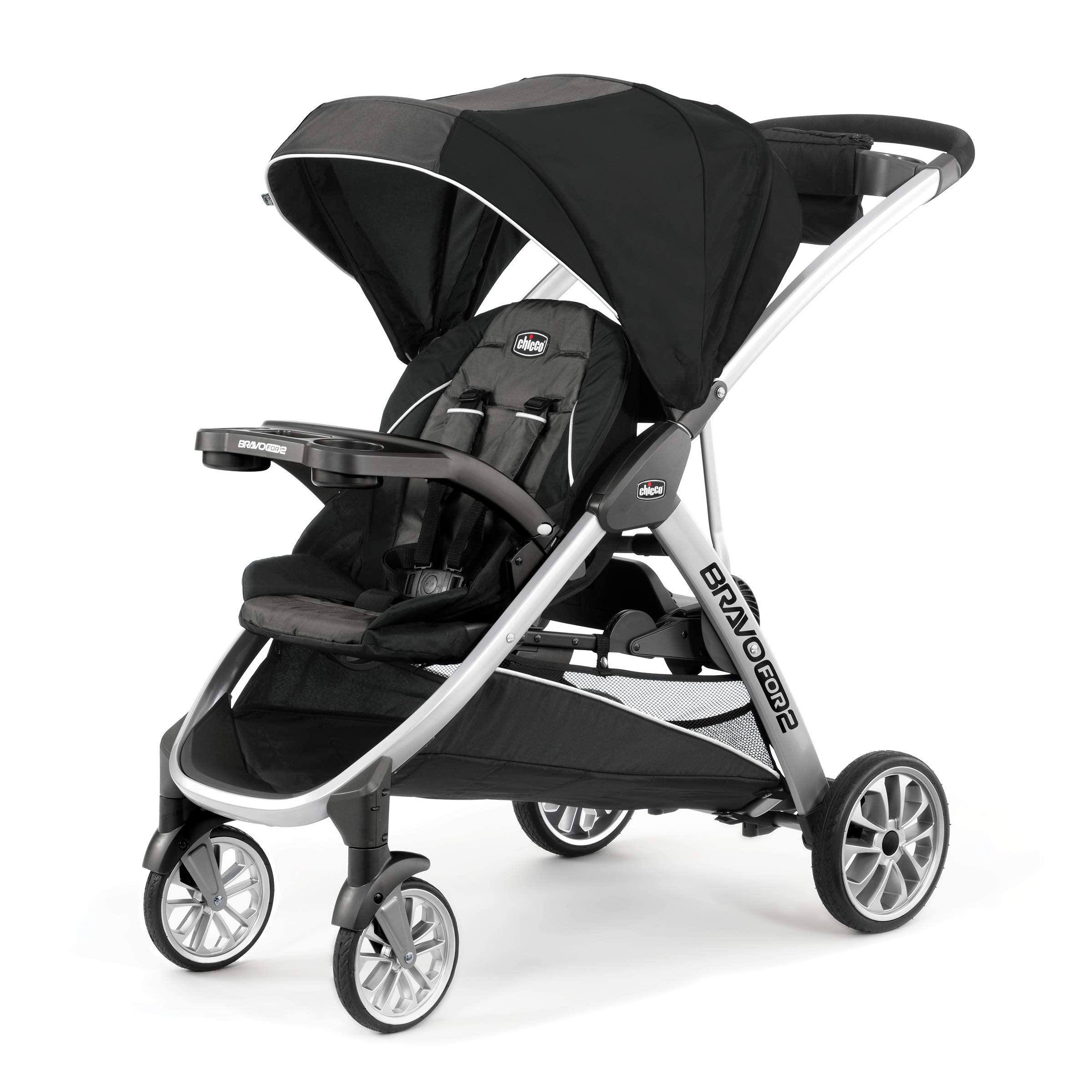 BravoFor2 Standing/Sitting Double Stroller - Iron | Black/Grey