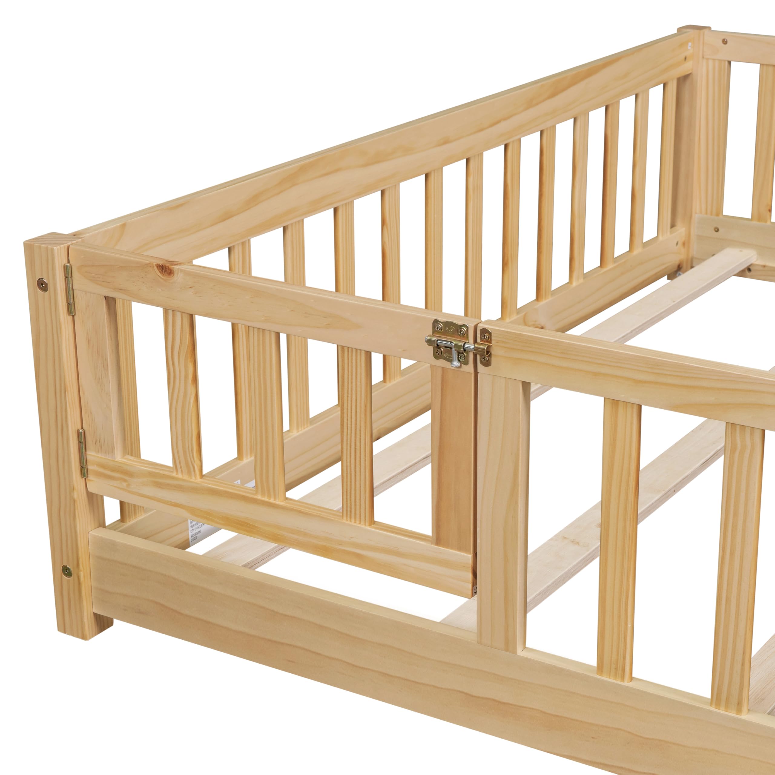 Queen Size Montessori Floor Bed with Guardrails