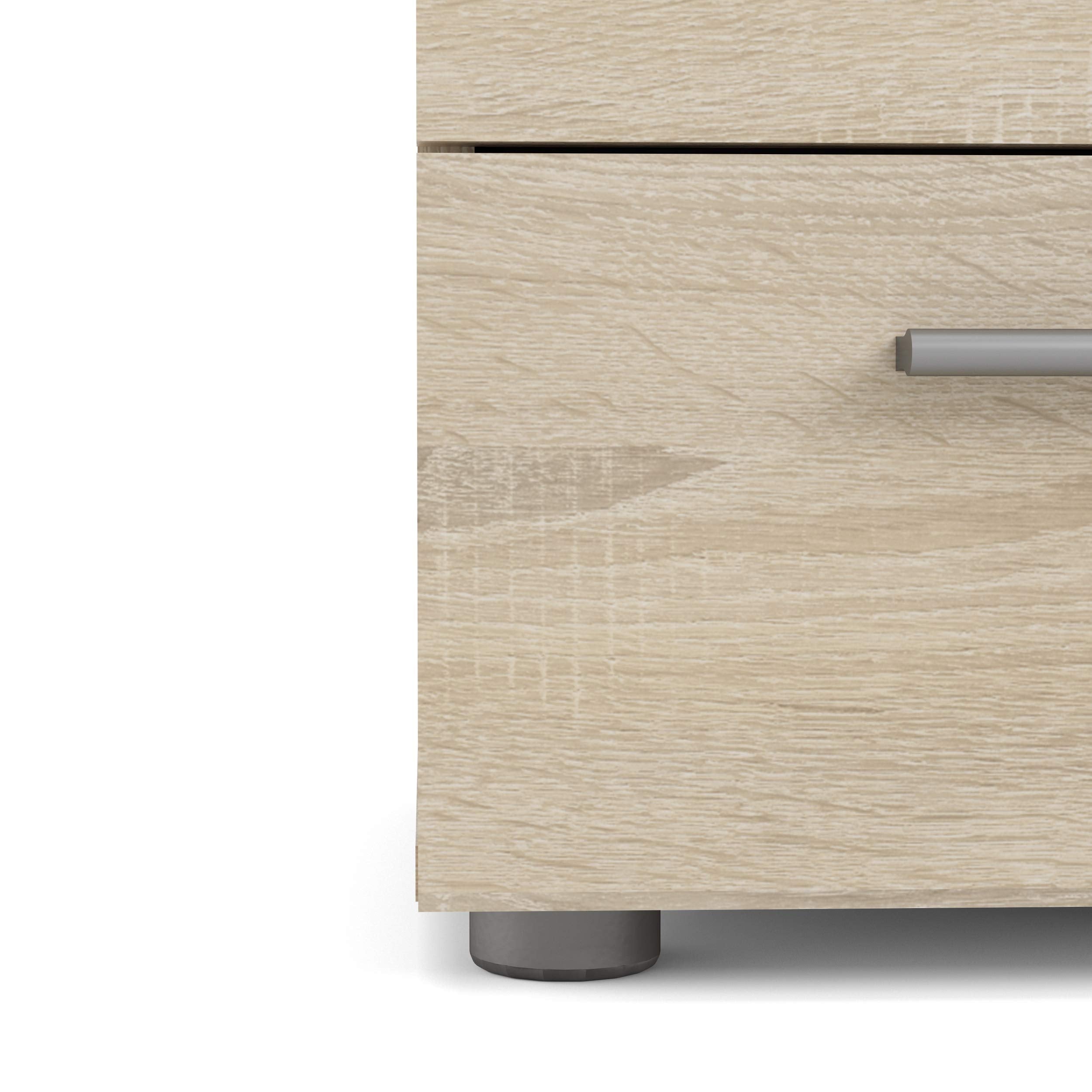 2 Drawer Nightstand with Modern Silver Handles