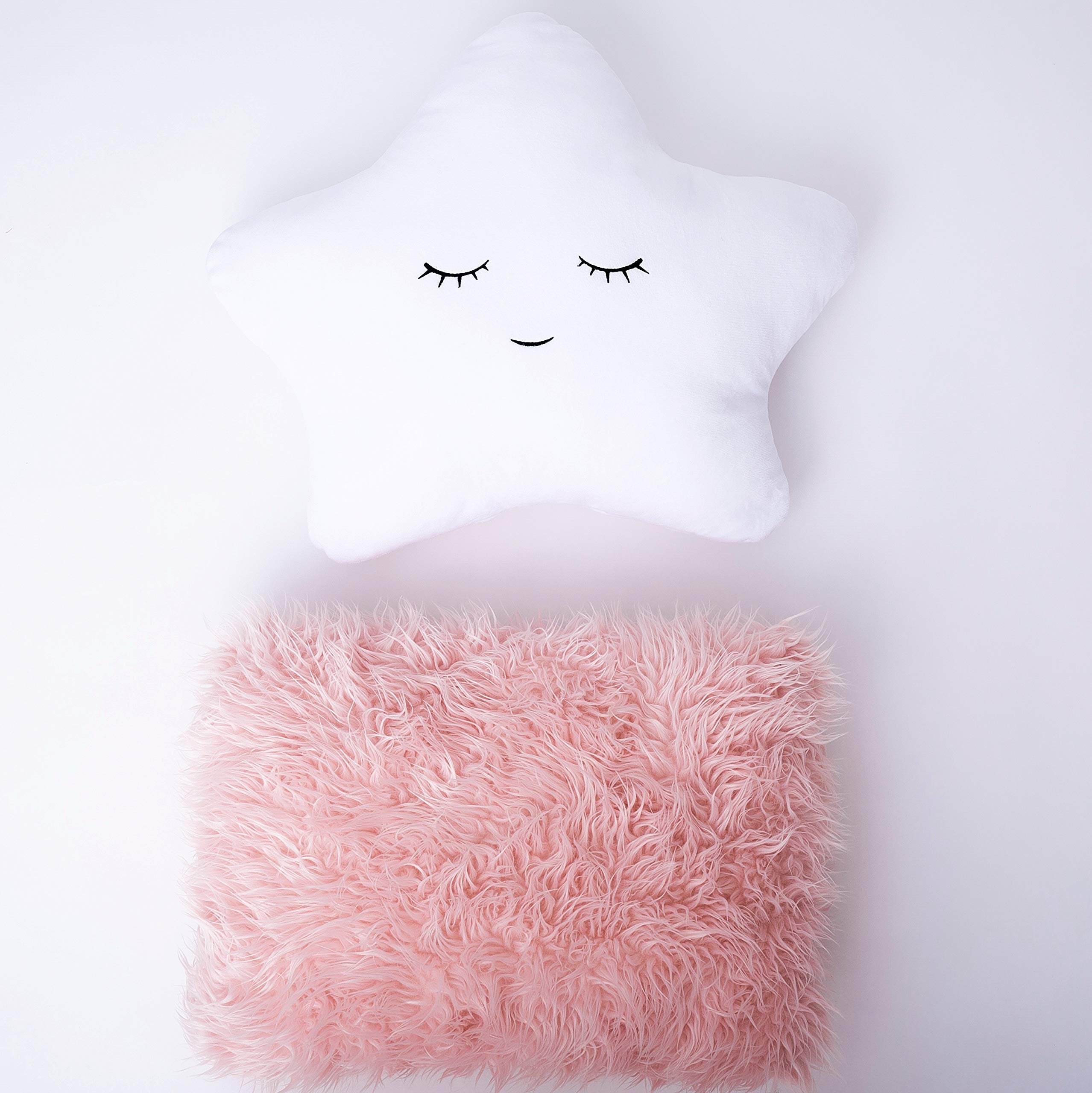 Design Set of 2 Decorative Pillows, Toddler Room. Star Fluffy