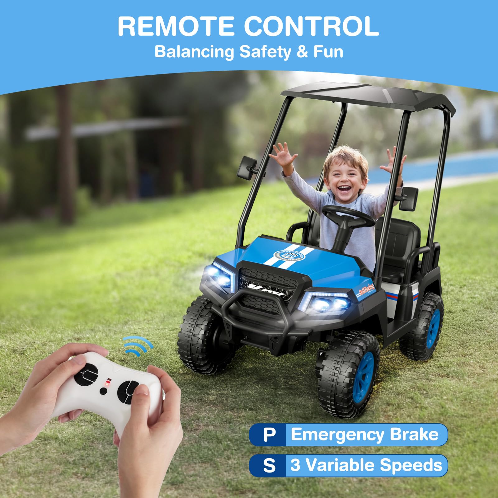 4-Seater Kids Electric Golf Cart 24V Ride On Car with Remote Control