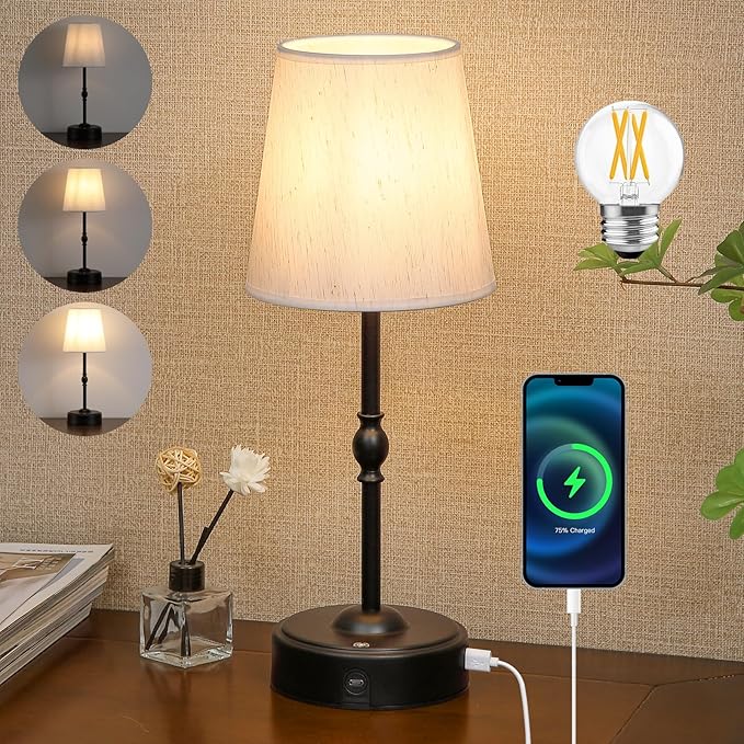 Cordless Rechargeable LED Table Lamp with Dimmer,Nightstand