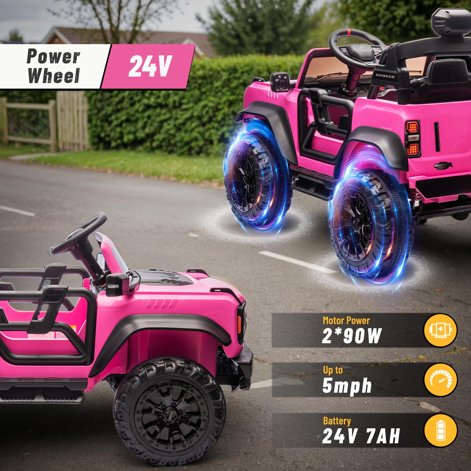 24V Licensed Ford Bronco Raptor Ride-On Car for Kids