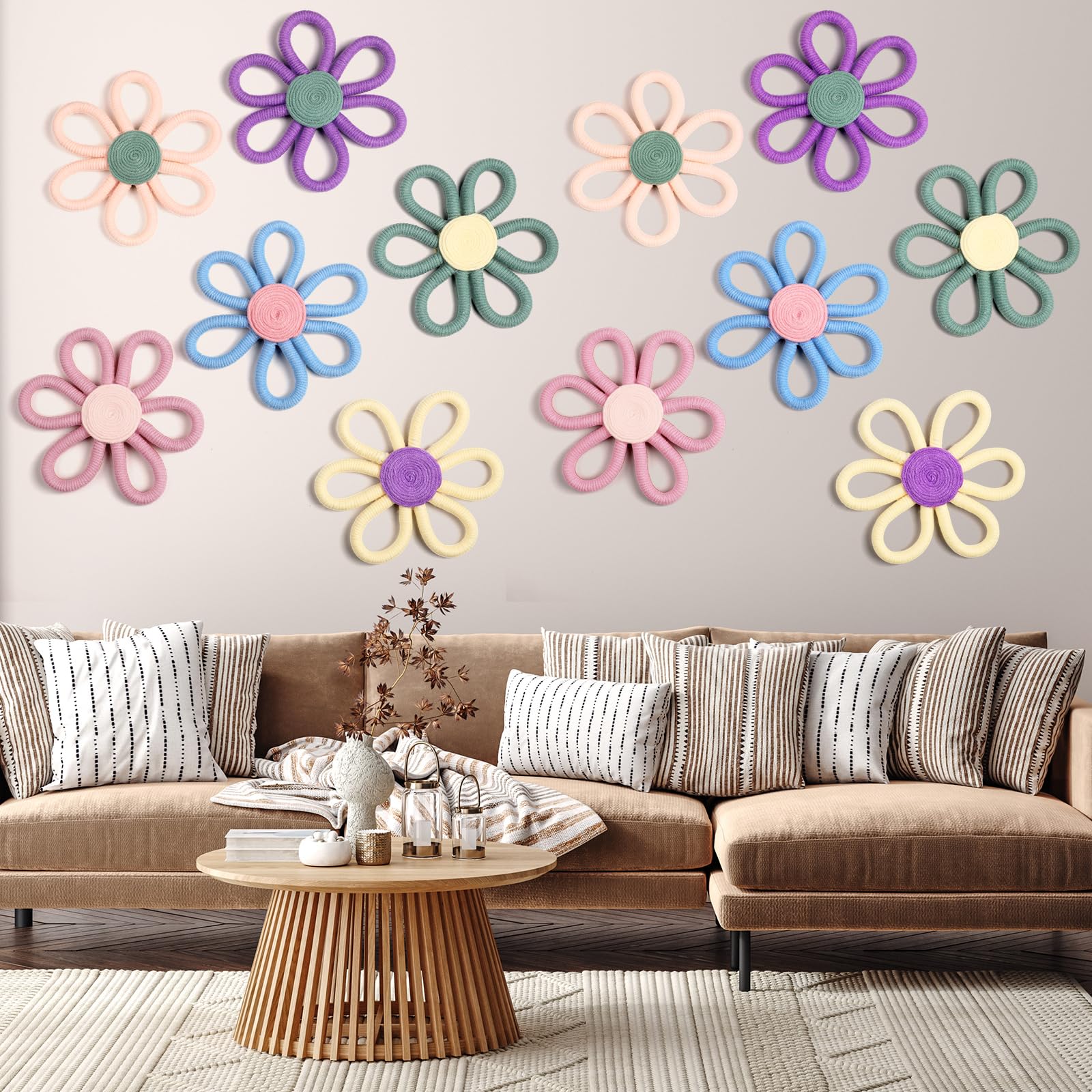 Boho Daisy Wall Decor Set for Nursery