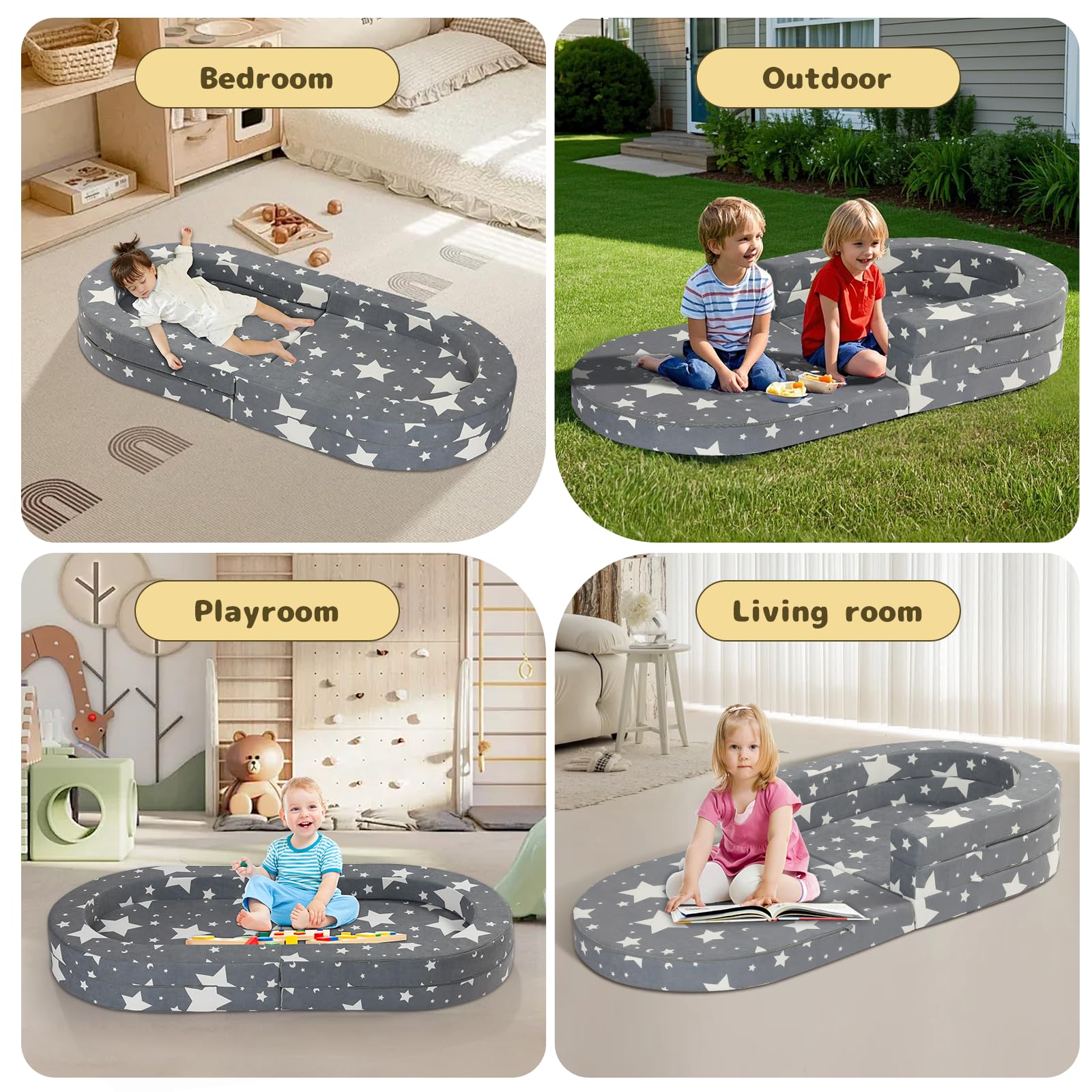 3-in-1 Portable Toddler Travel Bed with Washable Cover