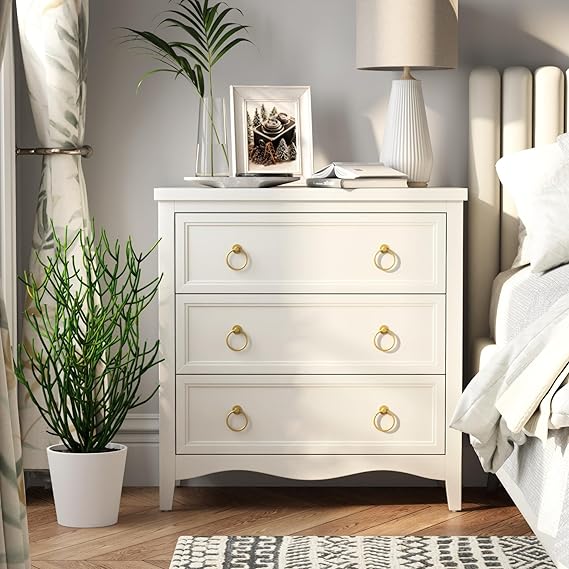 Farmhouse Fully-Assembled 3-Drawer Dresser Chest Cabinet