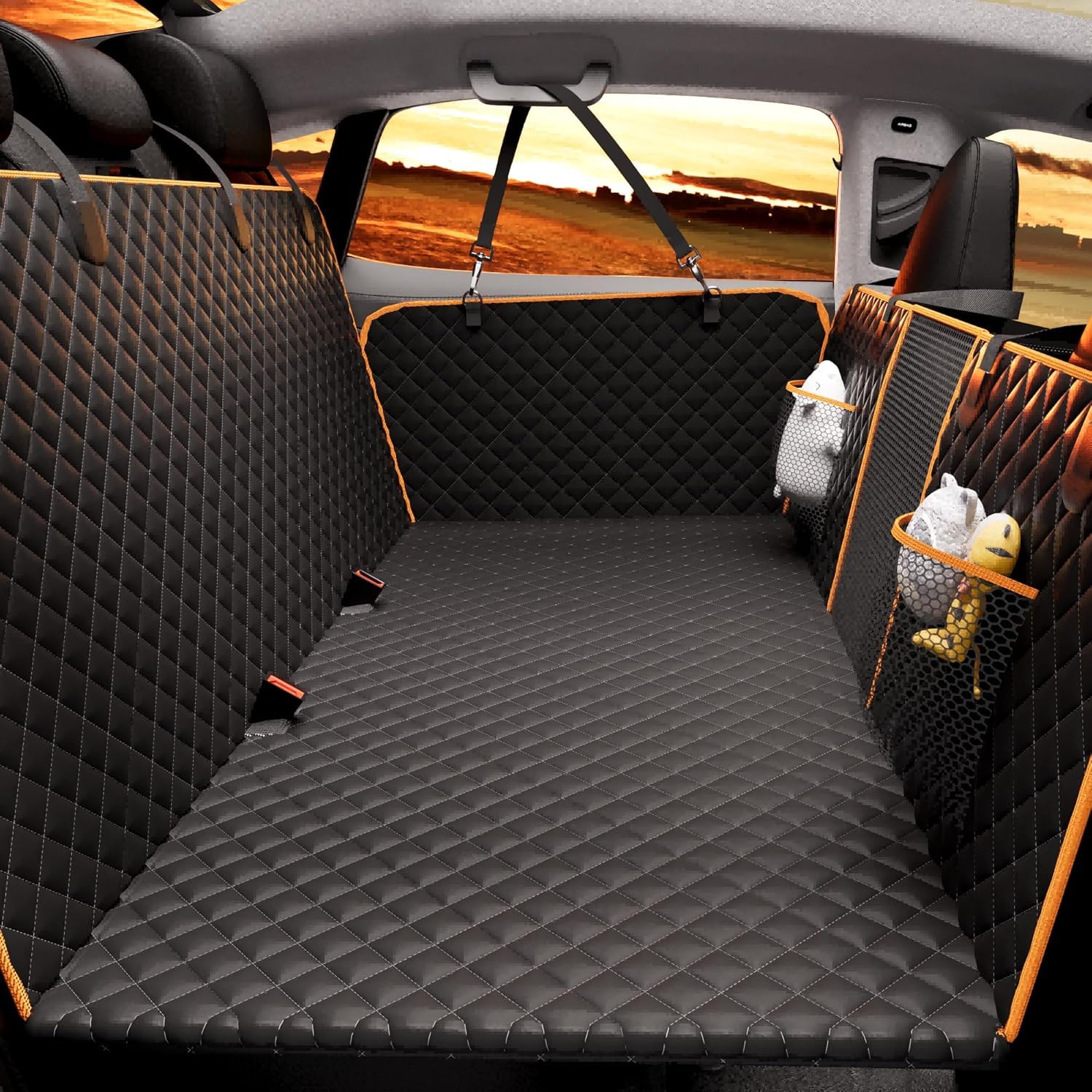 Back Seat Extender for Dogs,Holds 420lbs,Waterproof Dog Car Seat
