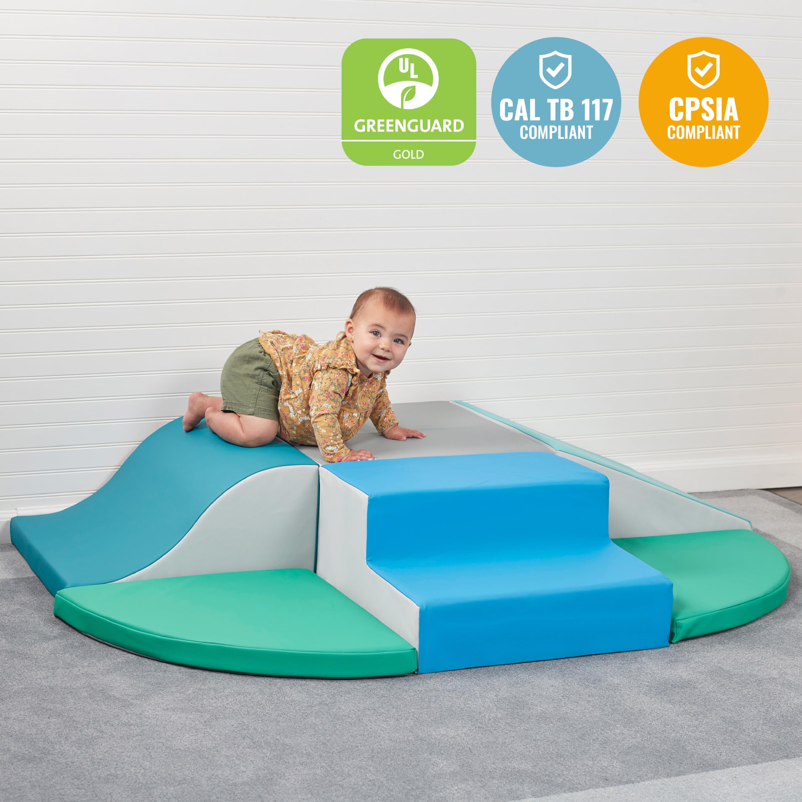 Foam Climber and Slide Playset for Toddlers - 6 Piece Indoor Play Structure
