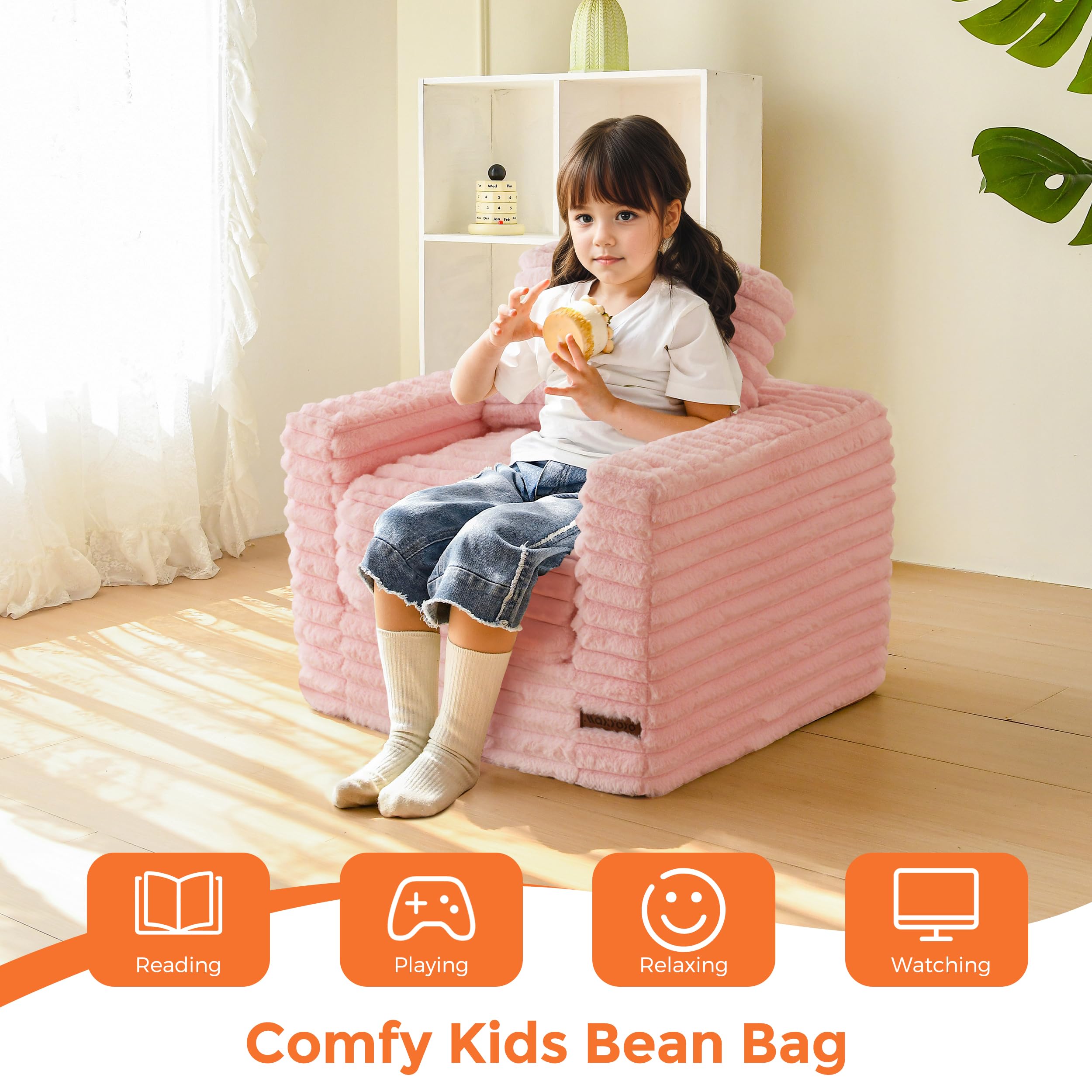 Kids Bean Bag Chair with Pillows and Armrests