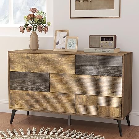 Fluted 6 Drawers Dresser for Bedroom, Modern Minimalist Style