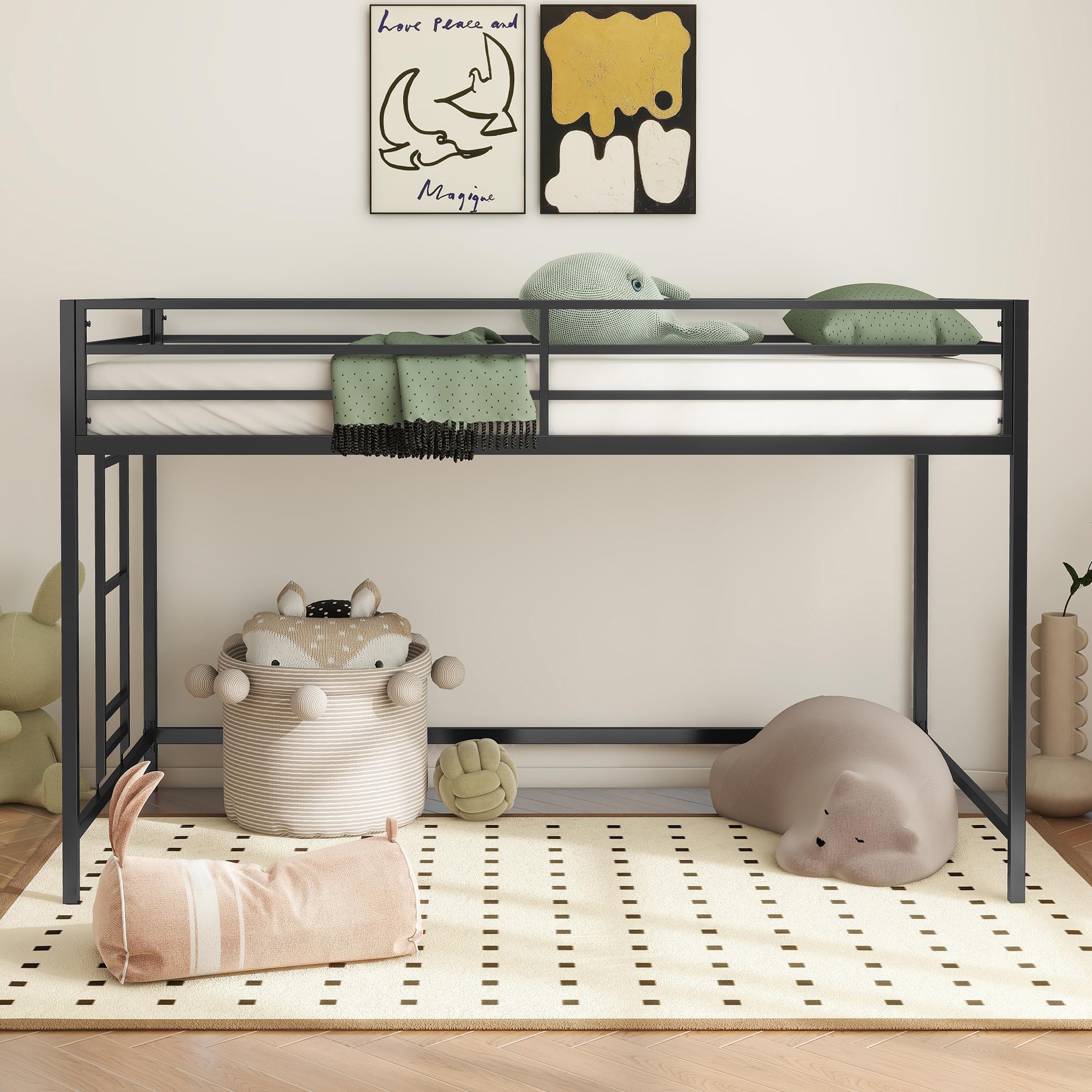 Twin Size Low Loft Bed for Kids,Kids Loft Bed Twin Size