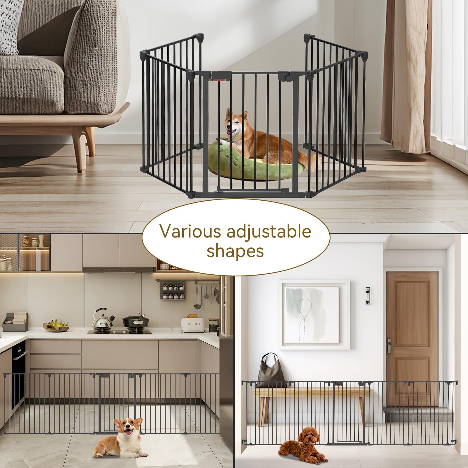 Extra Wide Dog Gate with Auto-Close Door