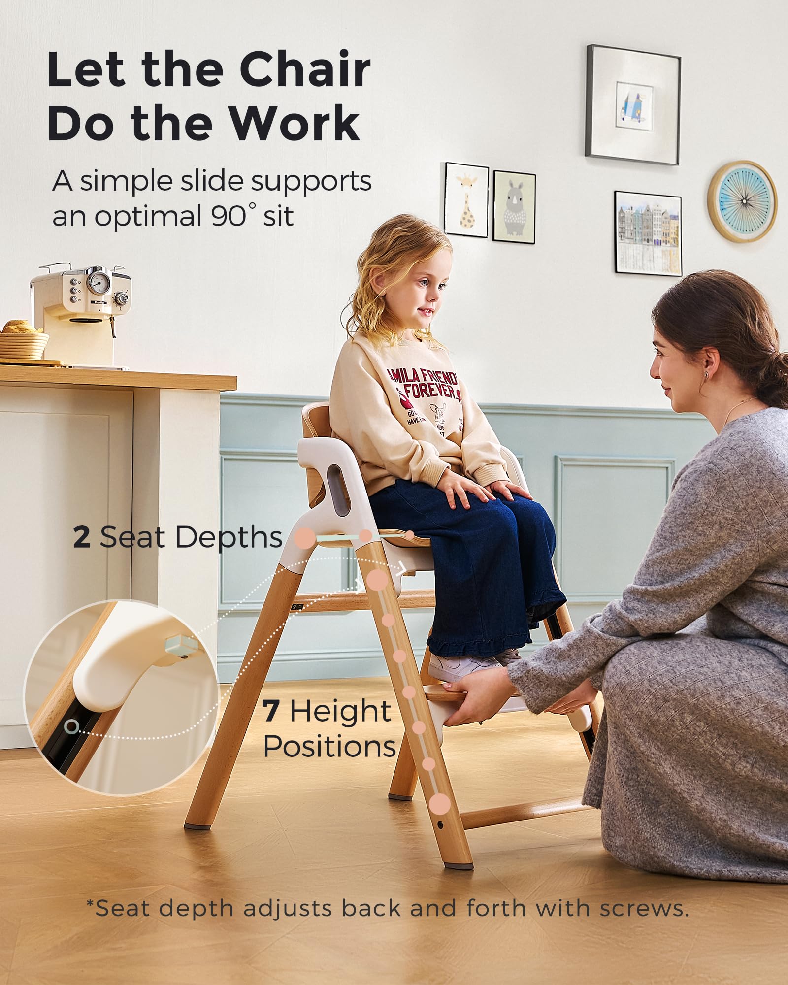 Convertible Wooden High Chair for Babies and Toddlers