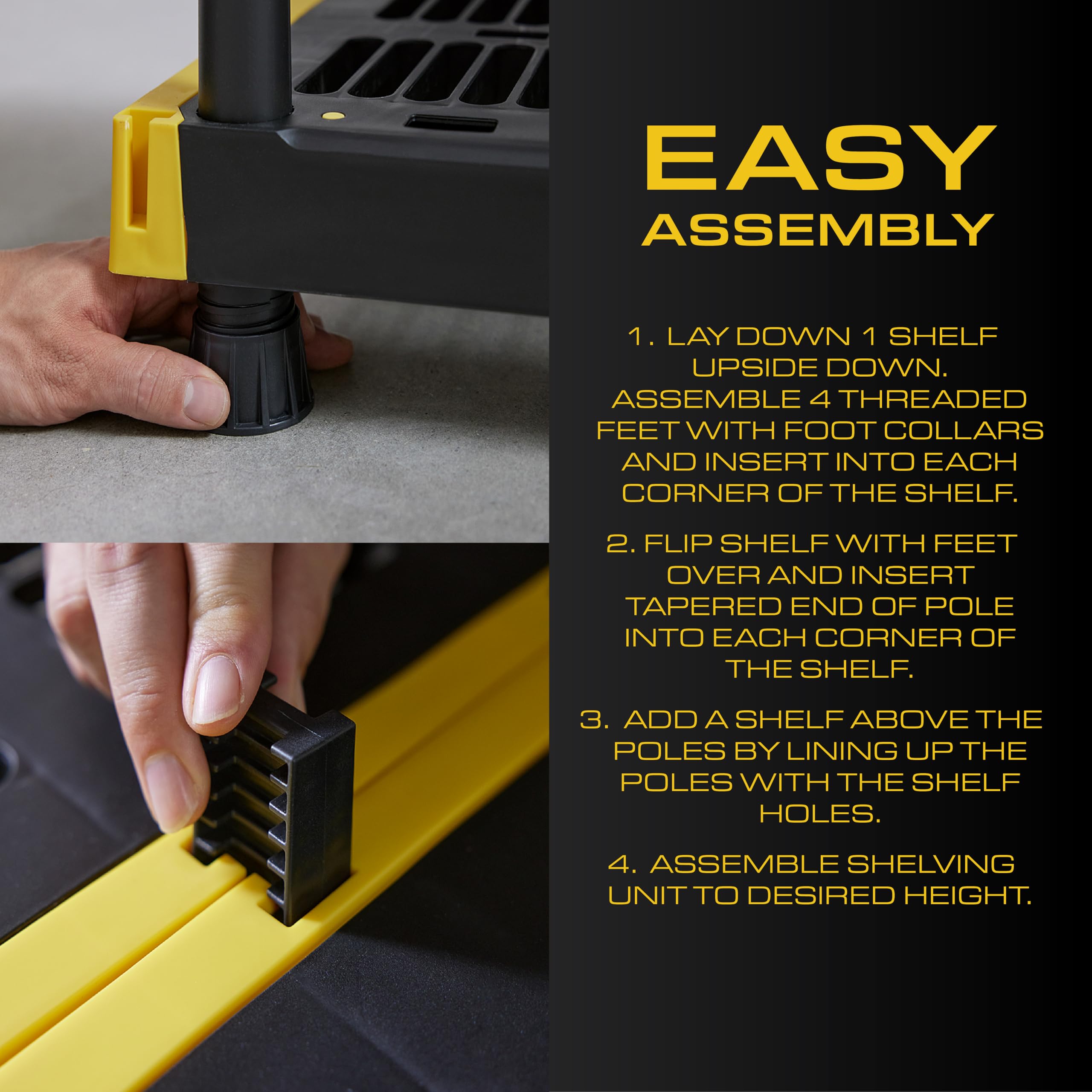 Heavy Duty Plastic Storage Shelving Unit 4-Tier Modular Rack
