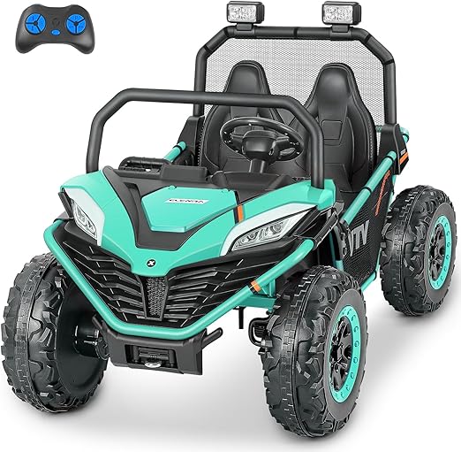 24V 10AH 2 Seater Ride on Toy for Big Kids,20in Wide Seats All-Terrain 4WD Ride on Car