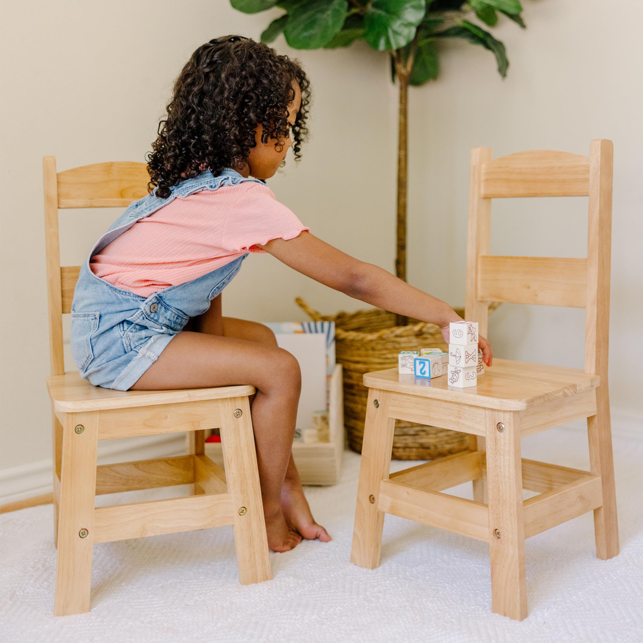 Wooden Chairs Set of 2 - Blonde Furniture for Playroom