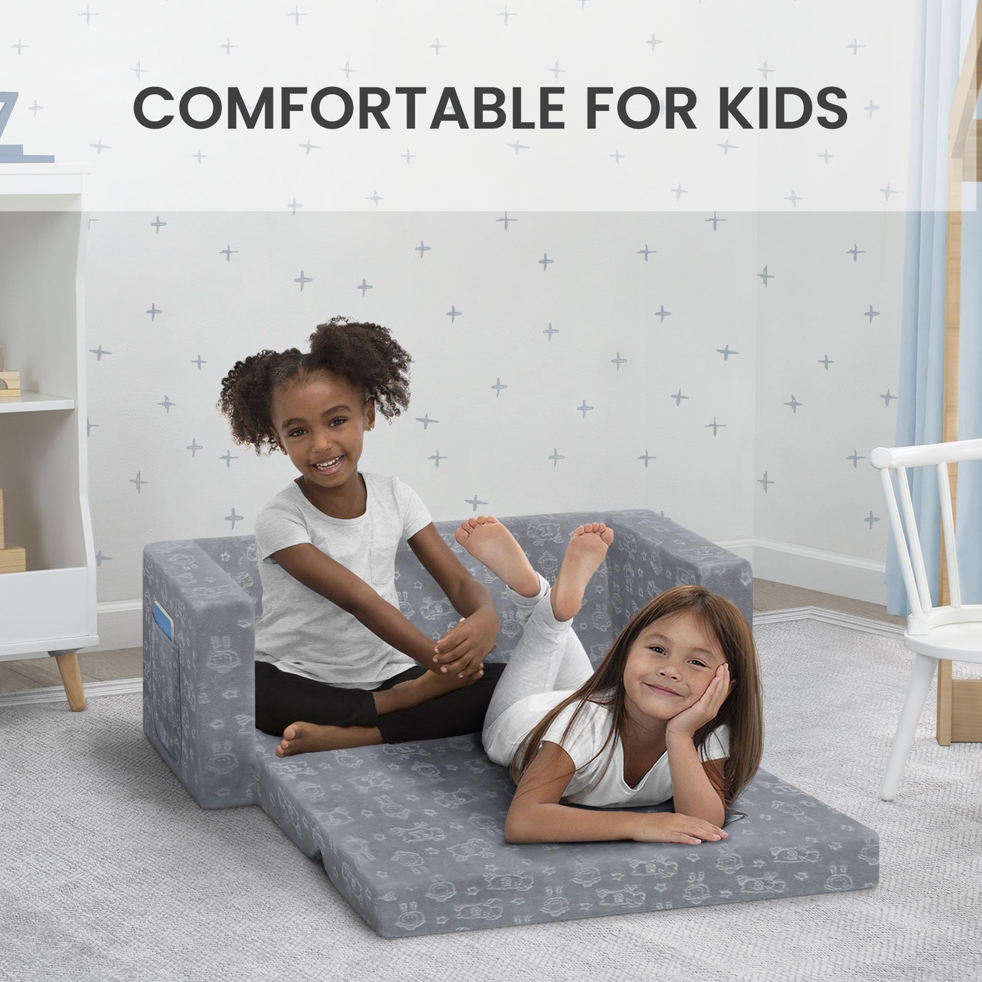Convertible Kids Sofa Sleeper with Washable Cover