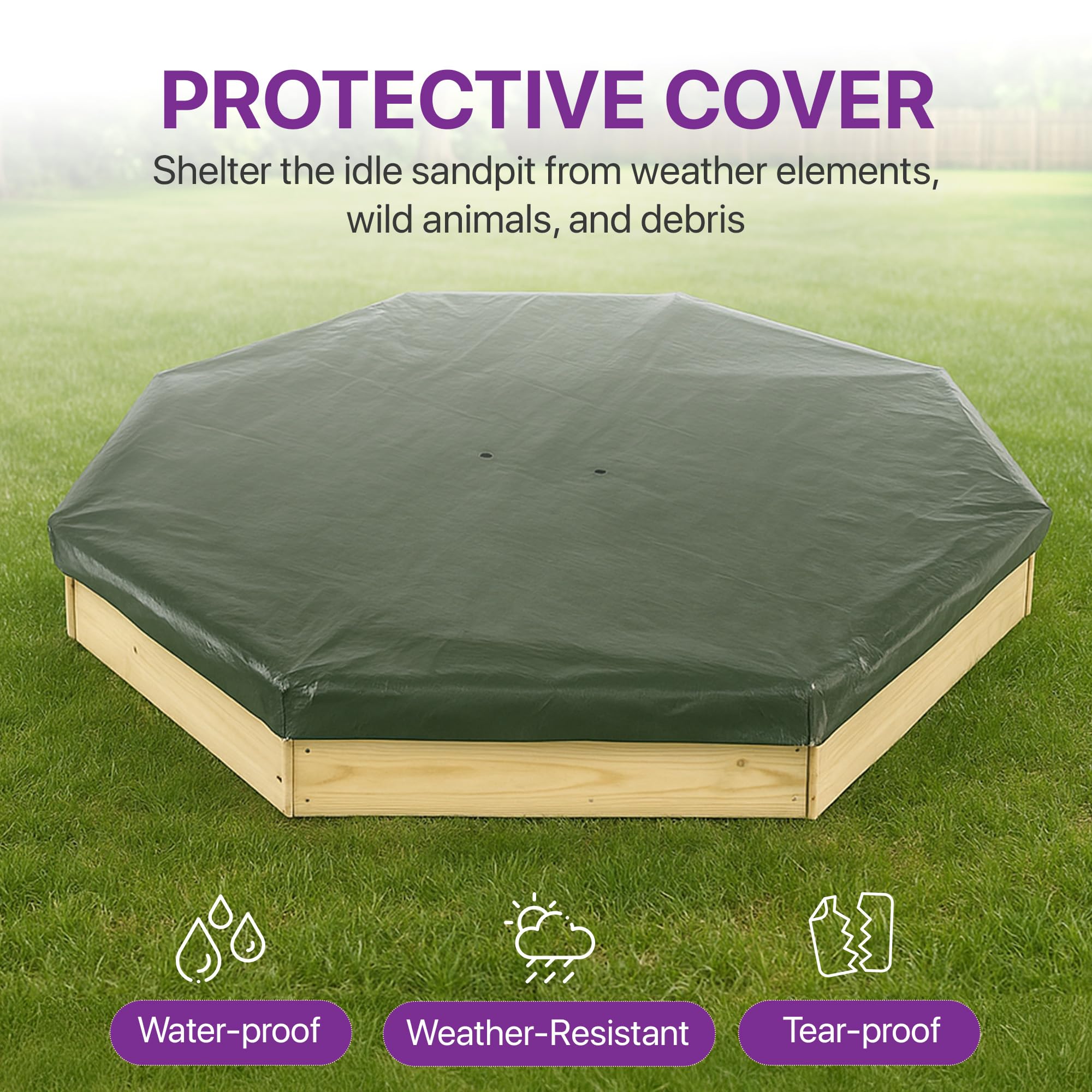 Wooden Octagon Sandbox with Cover