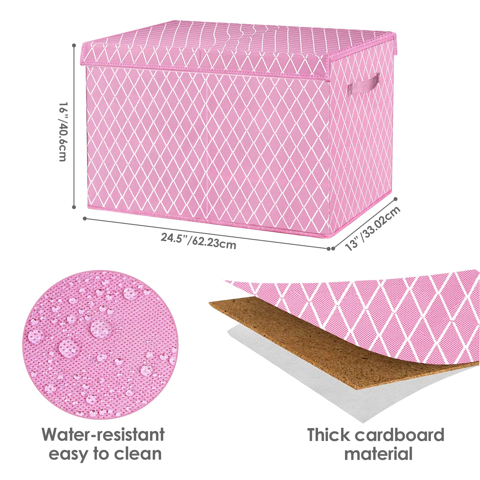 Large Fabric Toy Storage Box with Flip-Top Lid
