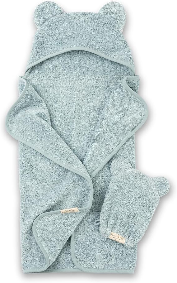 Baby Bath Towel and Wash Mitt Set – Soft Absorbent Hooded