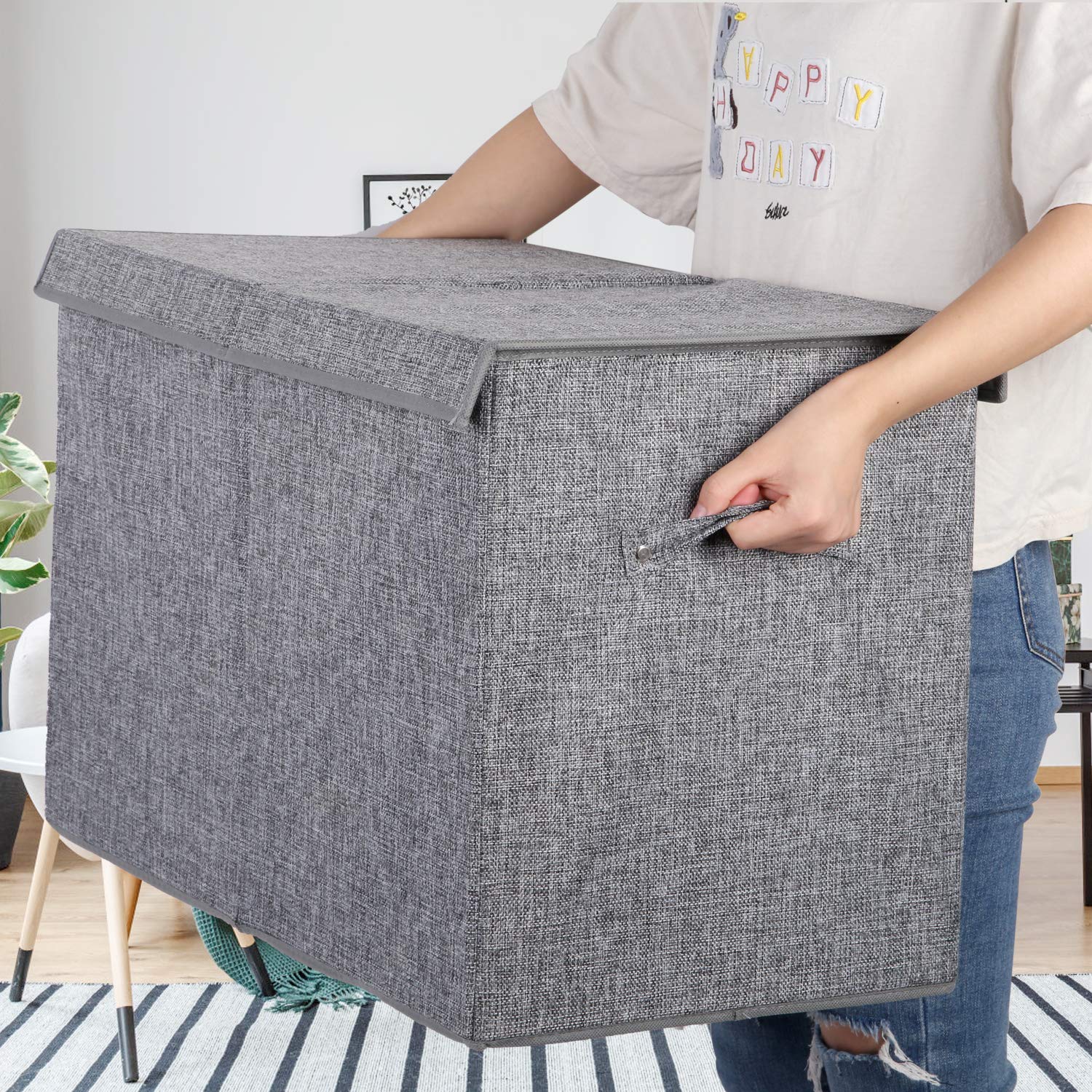 Large Toy Box Chest with Lid, Collapsible Sturdy Toy Storage Organize
