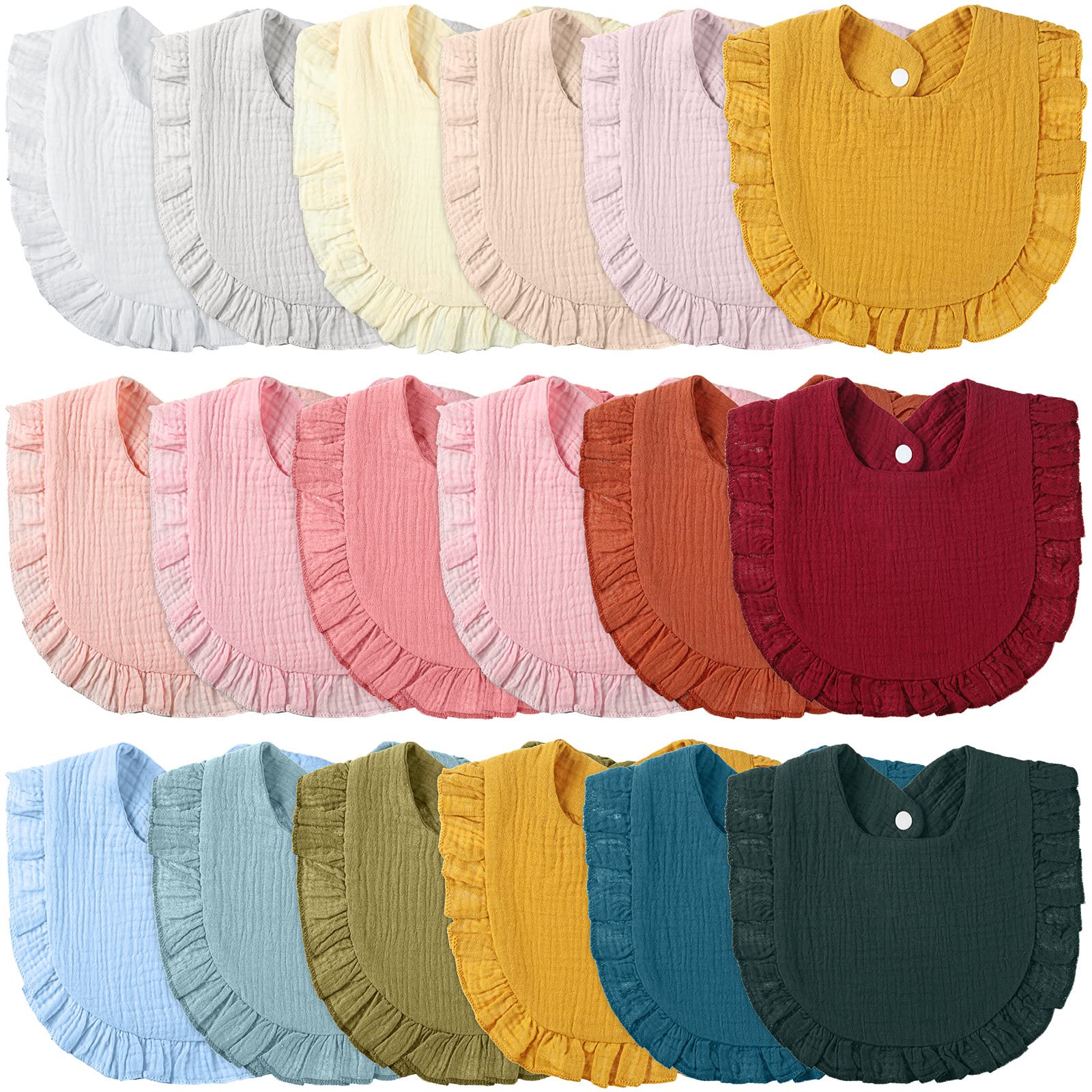 18 Pcs Muslin Drool Baby Bibs Baby Girl Ruffle Bibs Absorbent Cotton