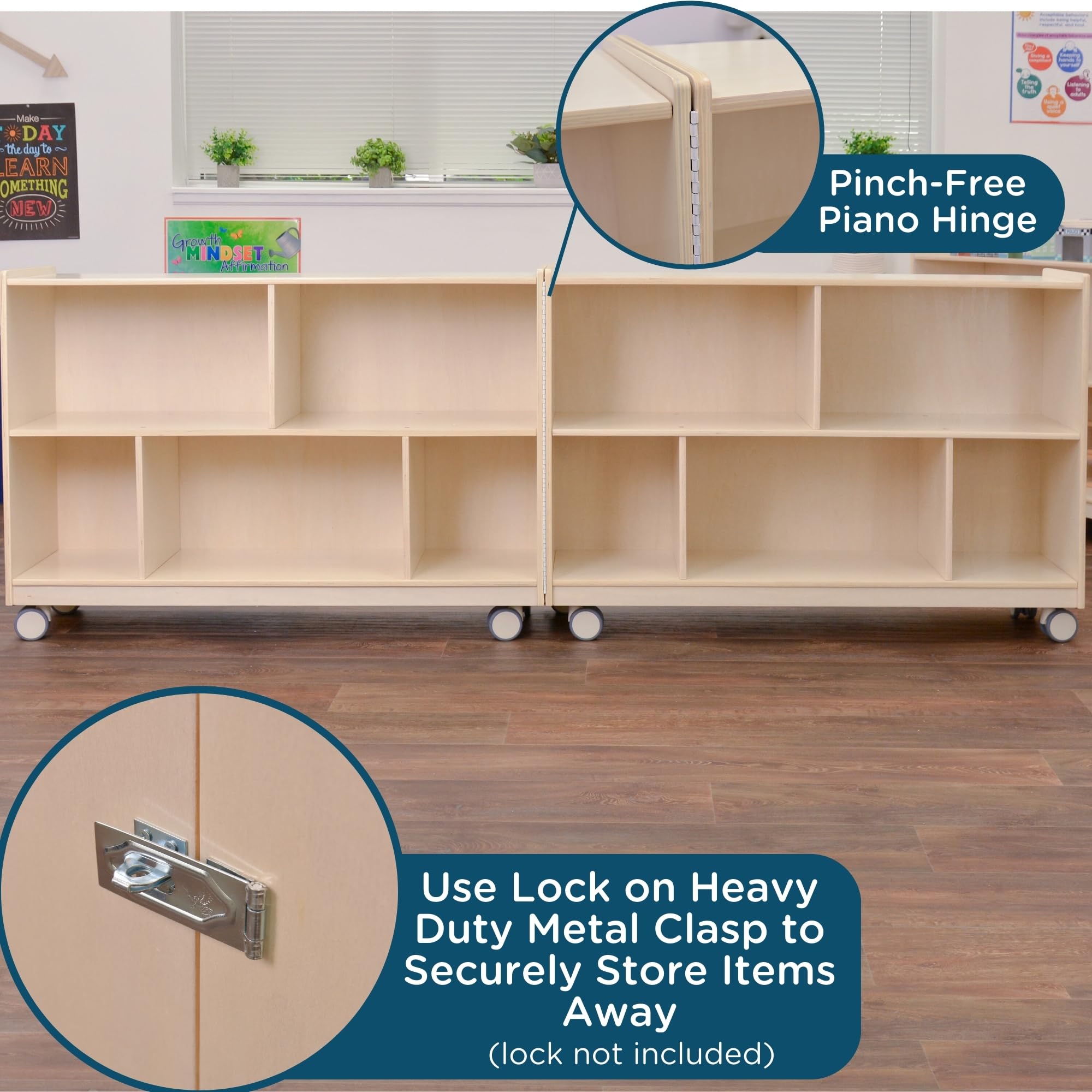 Mobile Fold-N-Lock Storage Shelf for Classroom and Daycare