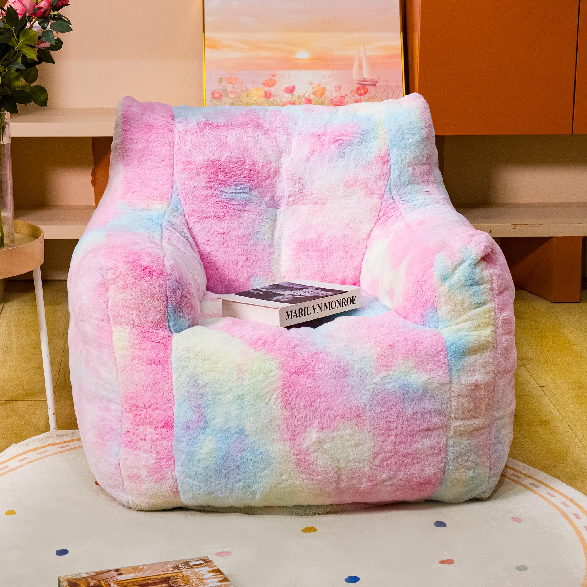 Faux Fur Bean Bag Chair with Filling