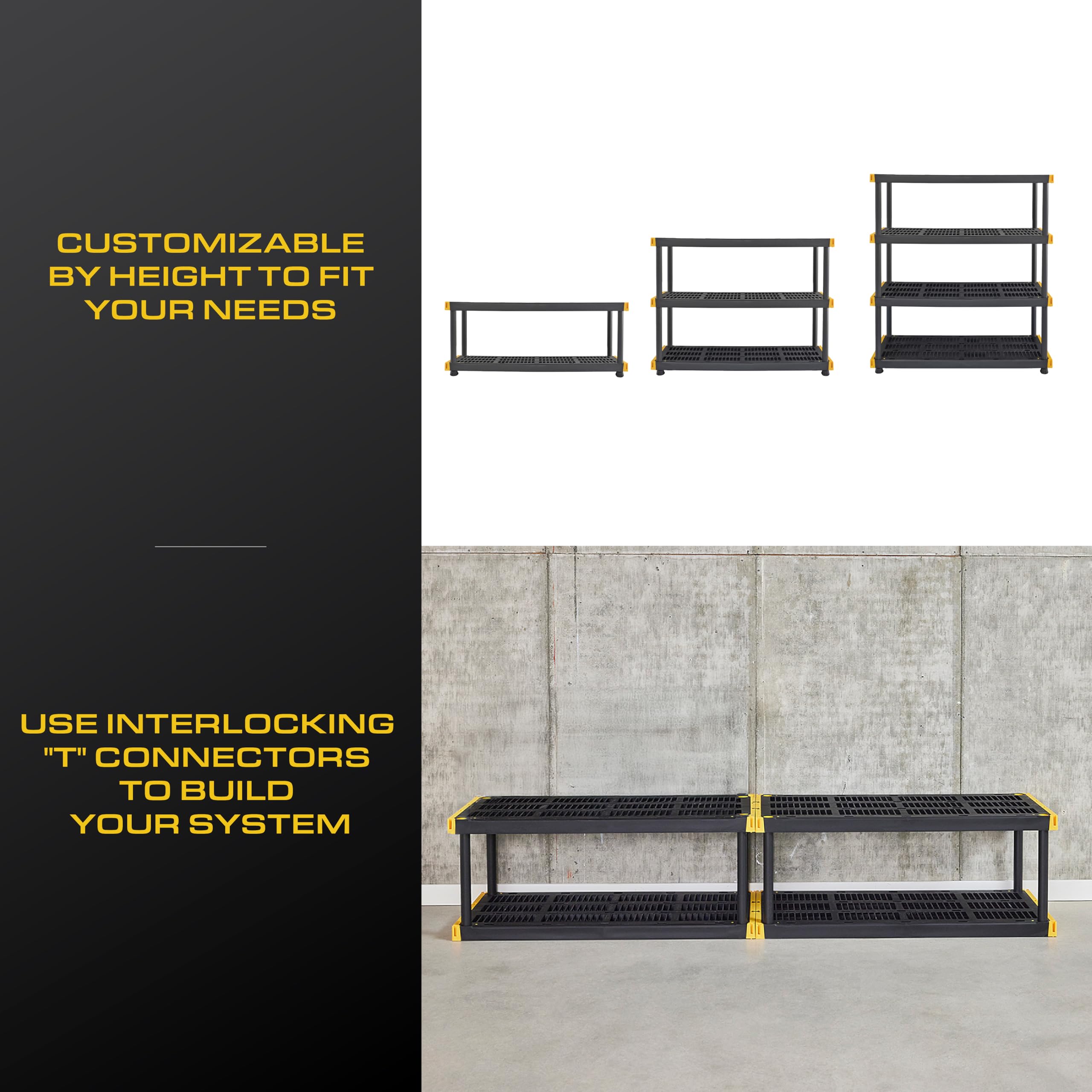 Heavy Duty Plastic Storage Shelving Unit 4-Tier Modular Rack