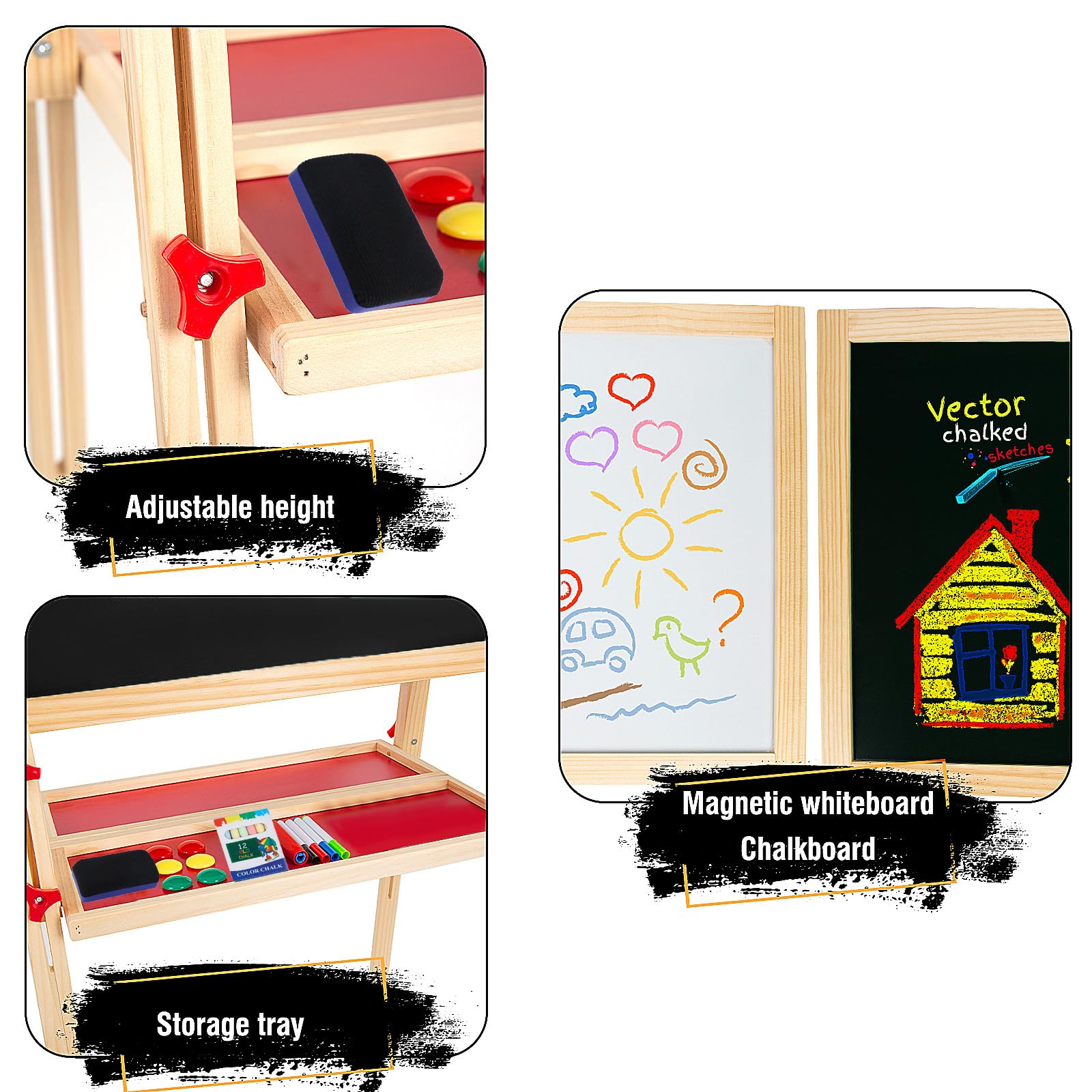 Adjustable Wooden Kids Art Easel