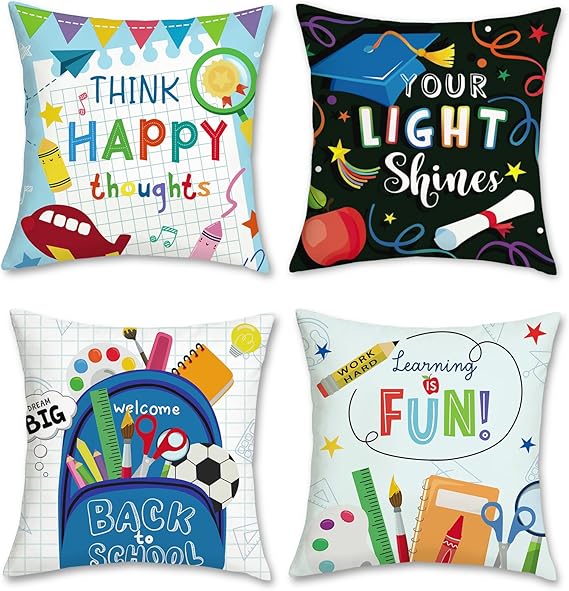 Kids Throw Pillow Covers 18 x 18 Inch Rainbow Sun Inspirational
