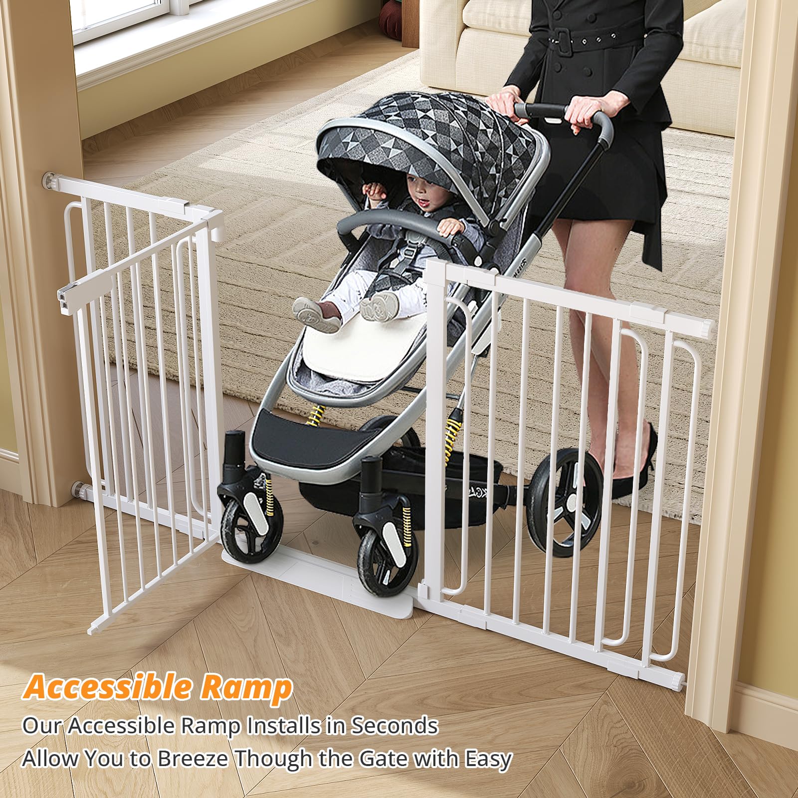 Extra Wide Pressure Mounted Baby Gate with Door