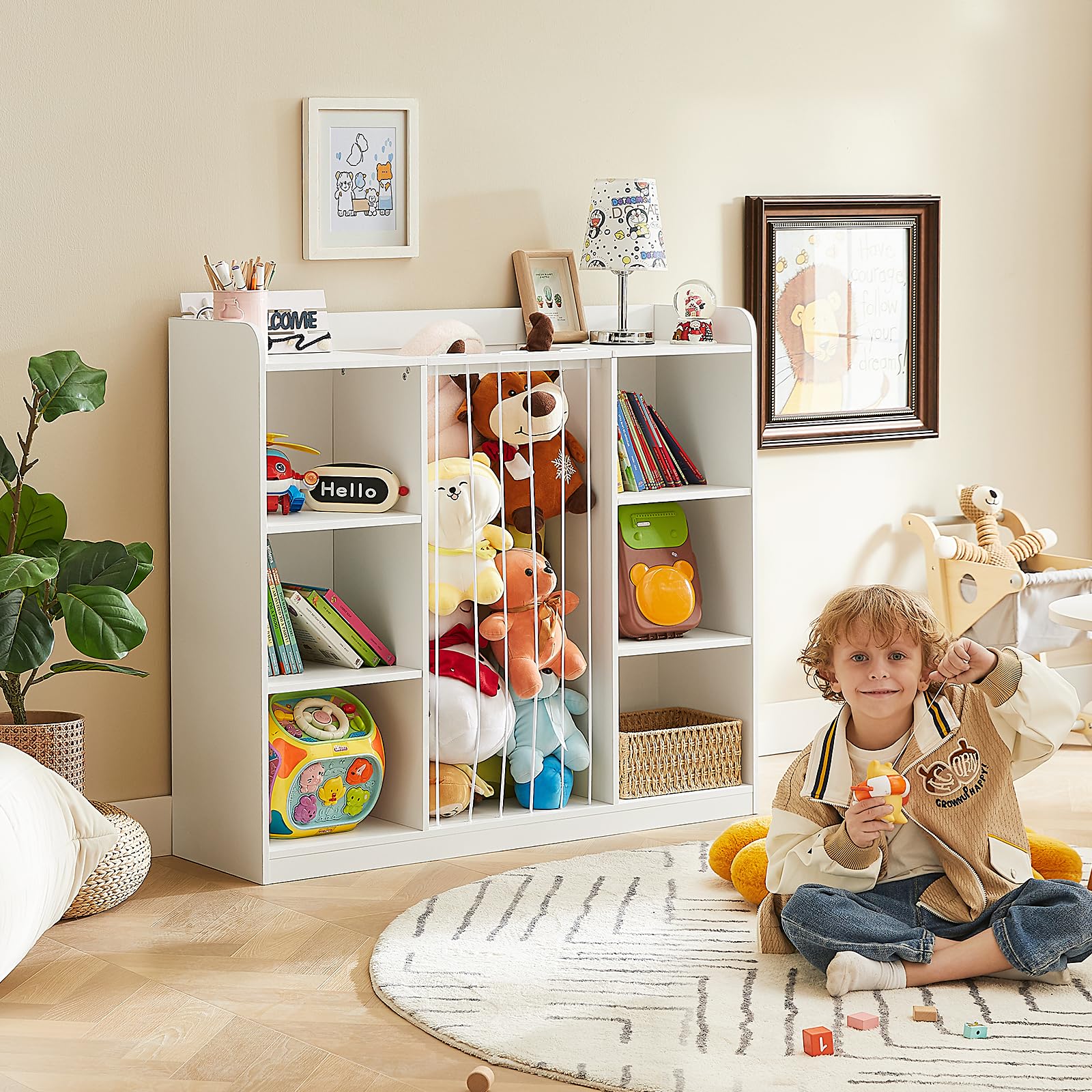 Kids Toy Storage Organizer with Stuffed Animal Holder