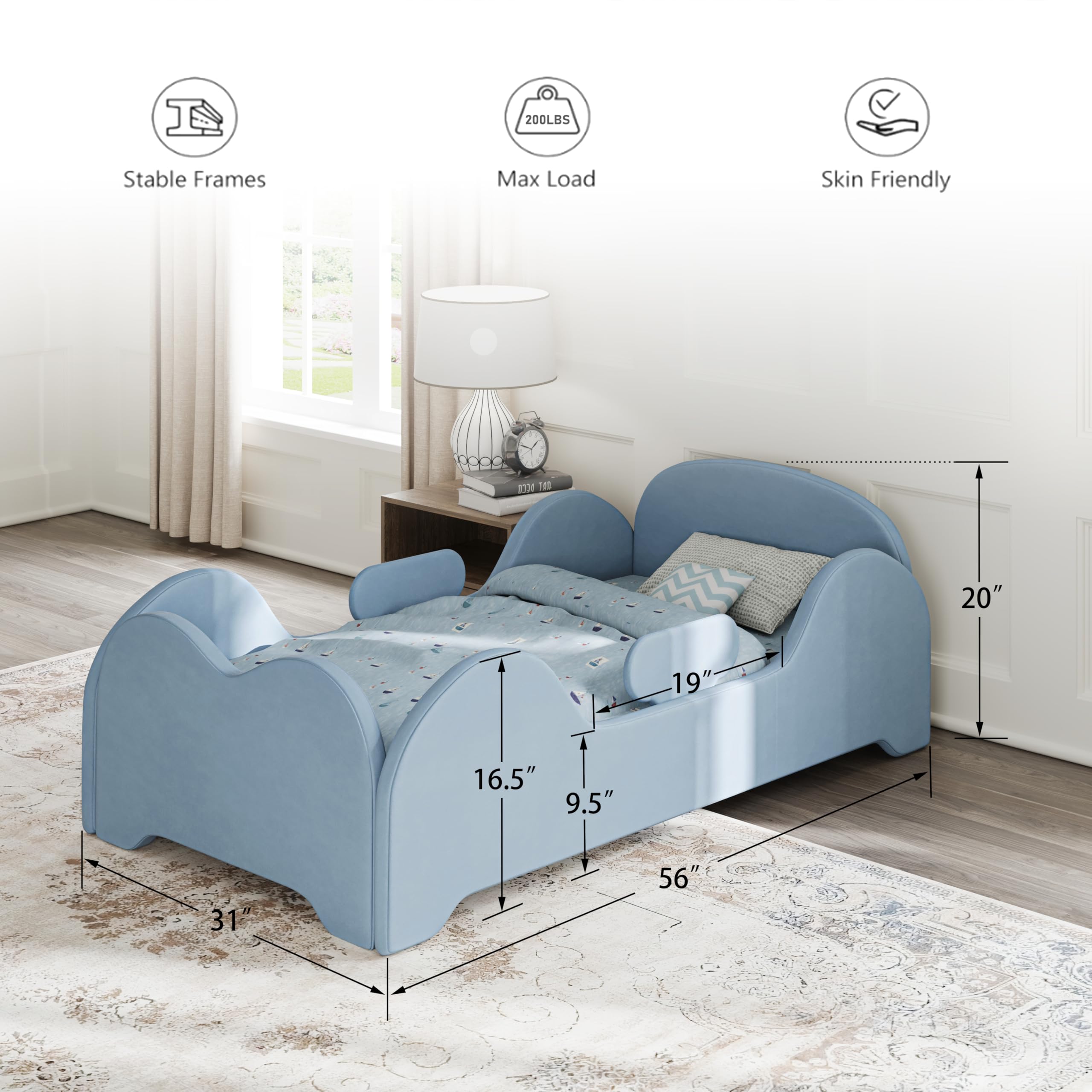 Toddler Floor Bed with Safety Guardrails - Standard Crib Size